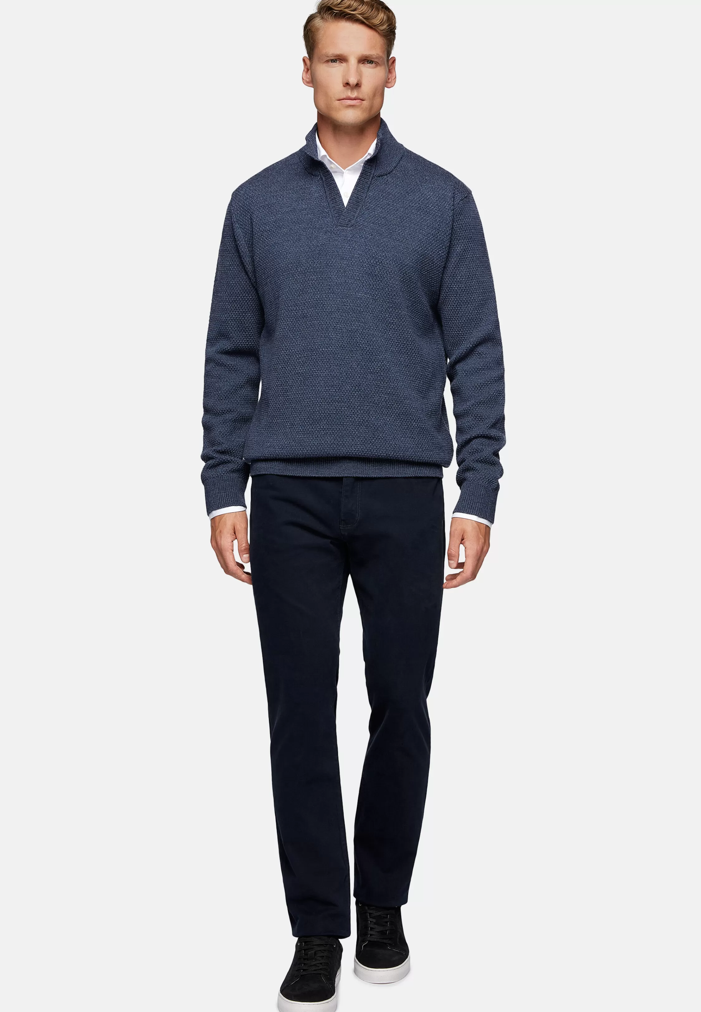 Boggi Milano Merino Wool Crew Neck Stitching 7 Gg