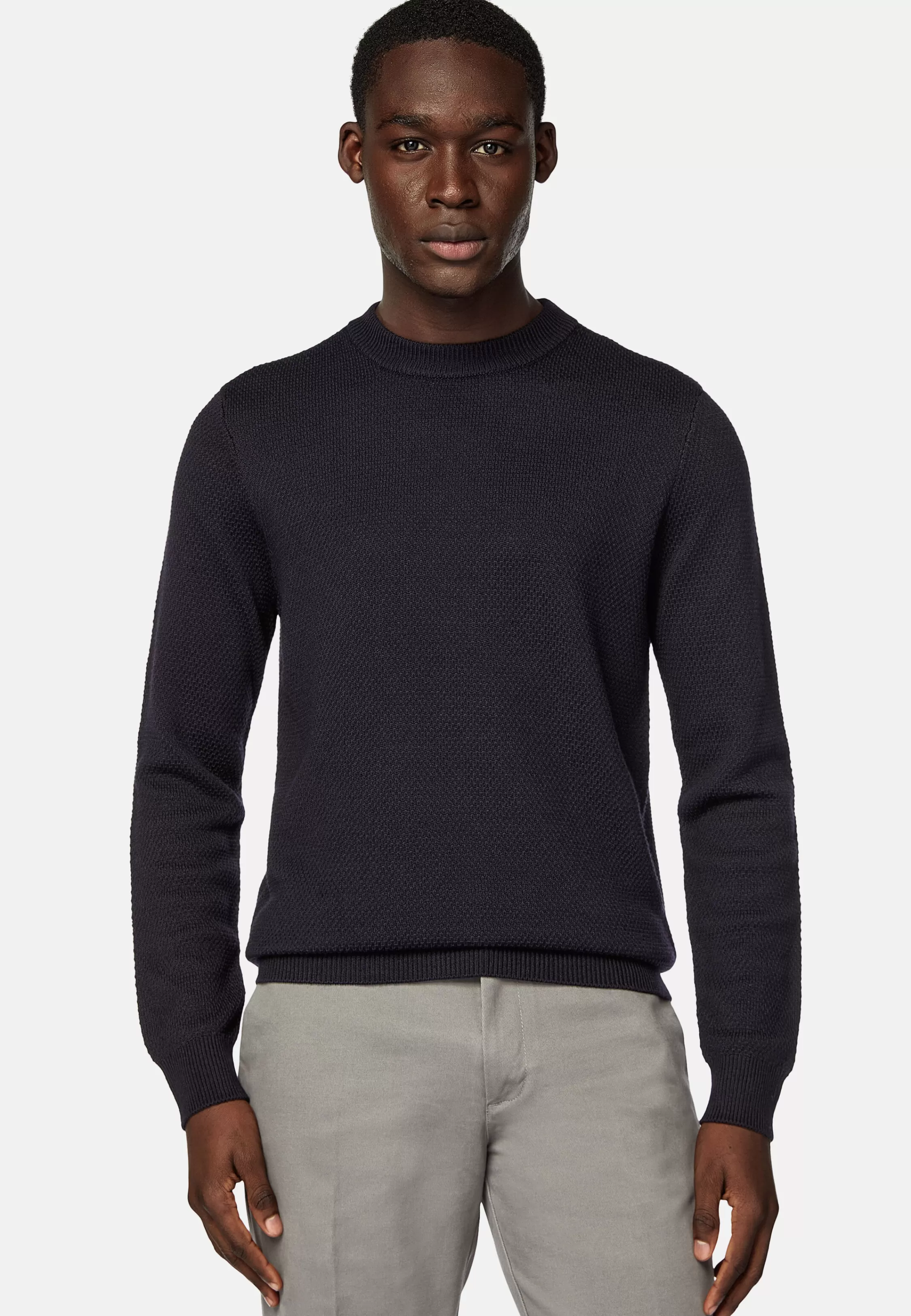 Boggi Milano Merino Wool Crew Neck Stitching 7 Gg