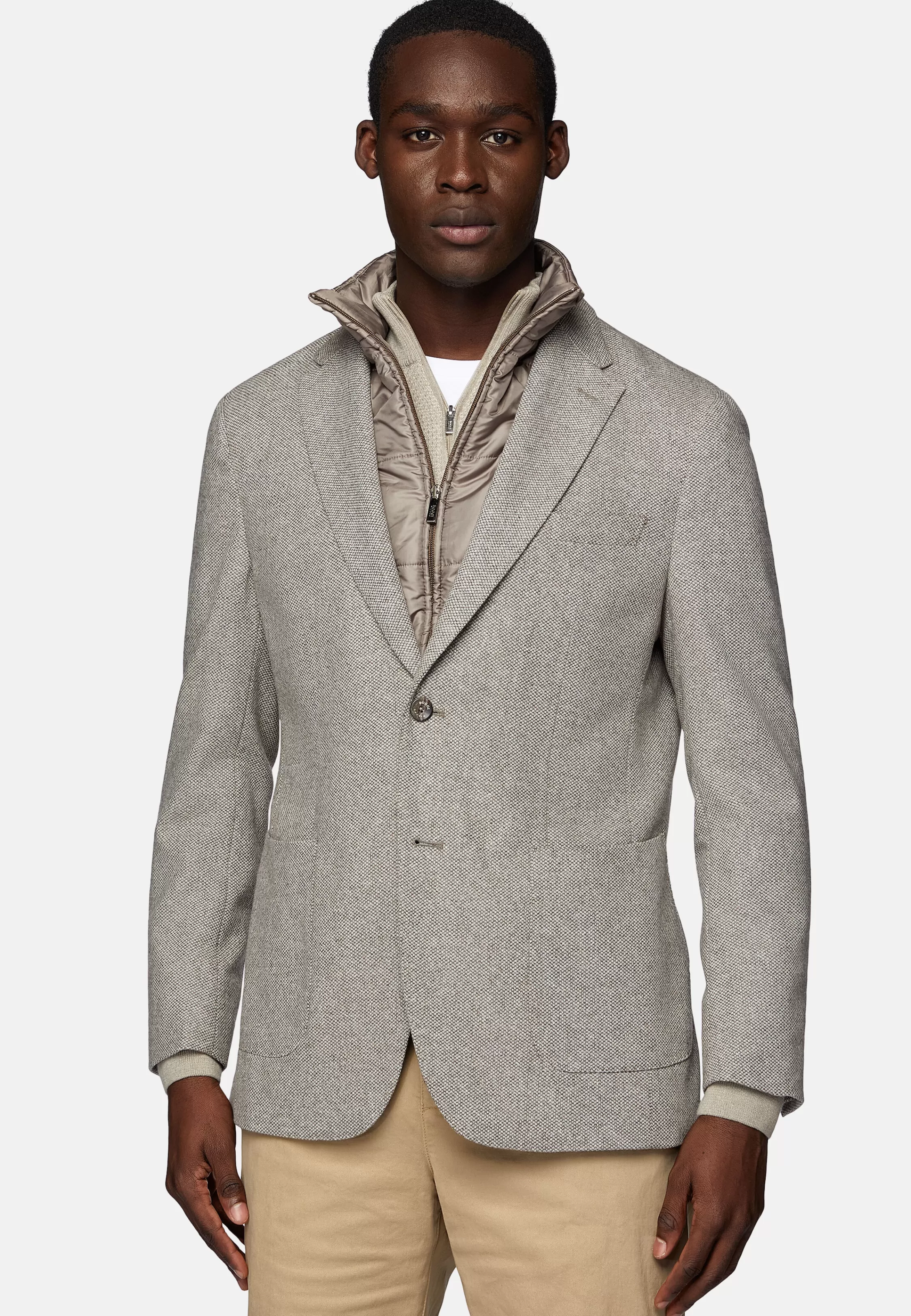 Boggi Milano Micro Fancy Wool Removable Bib Blazer