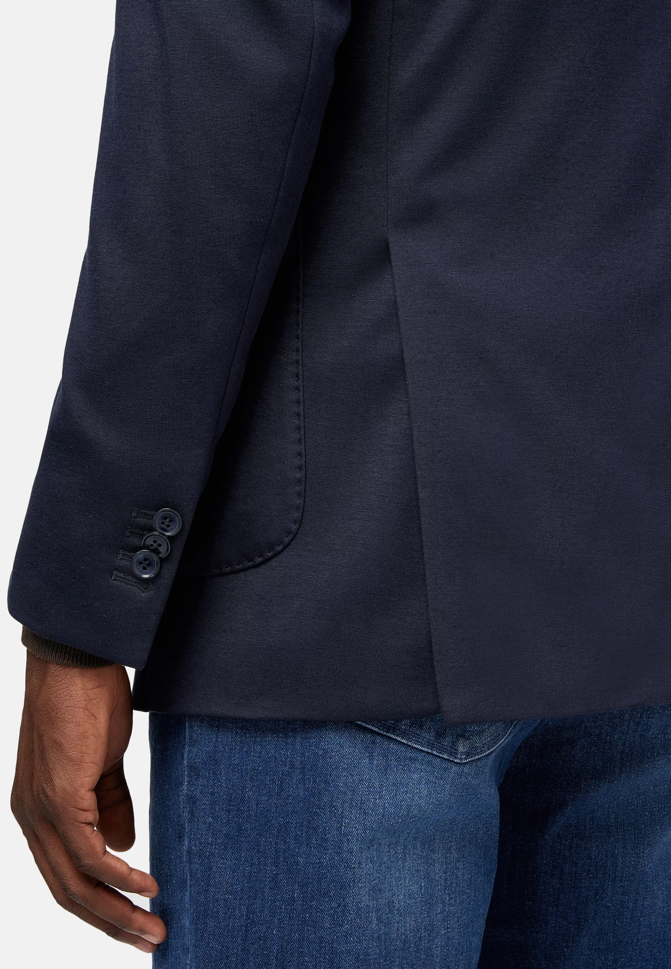 Boggi Milano Navy Blue B Jersey Jacket In A Cotton, Cashmere And Tencel Blend