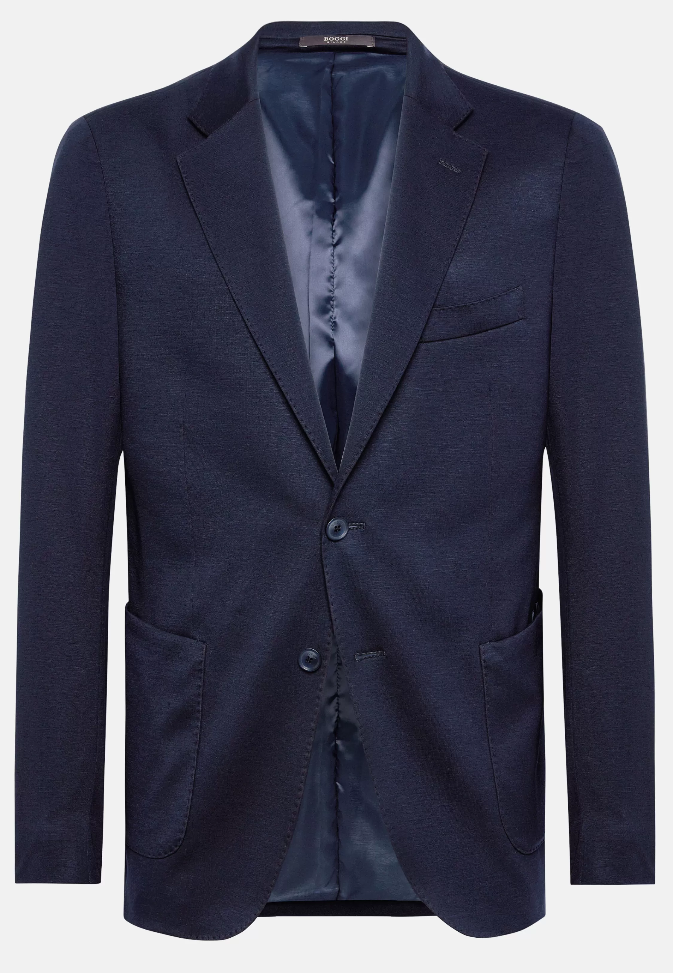 Boggi Milano Navy Blue B Jersey Jacket In A Cotton, Cashmere And Tencel Blend