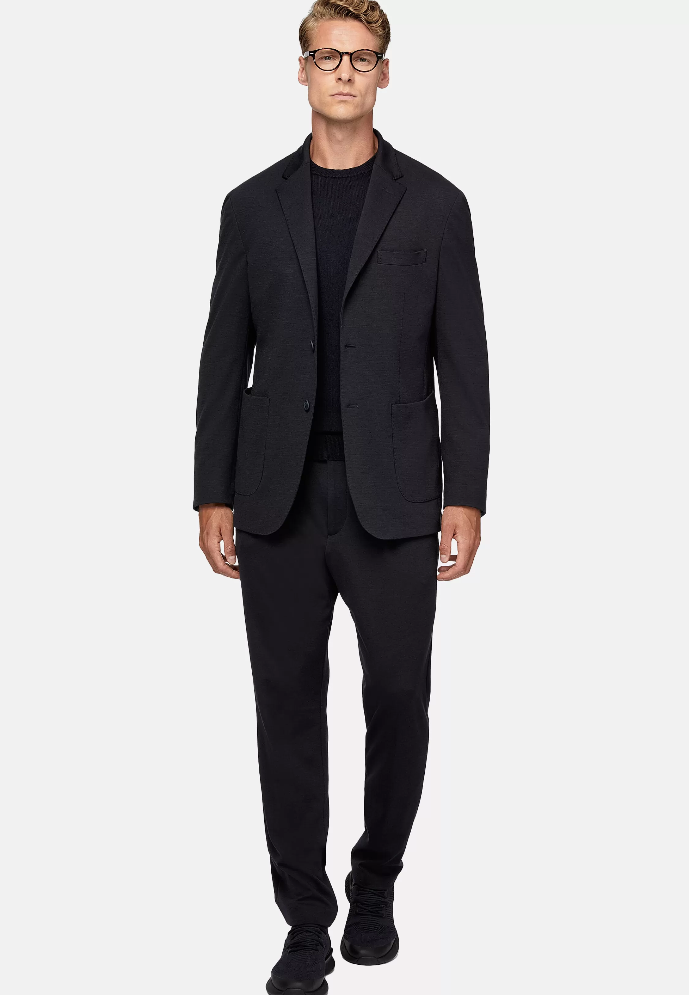 Boggi Milano Navy Blue Jacket B Tech In Nylon And Wool