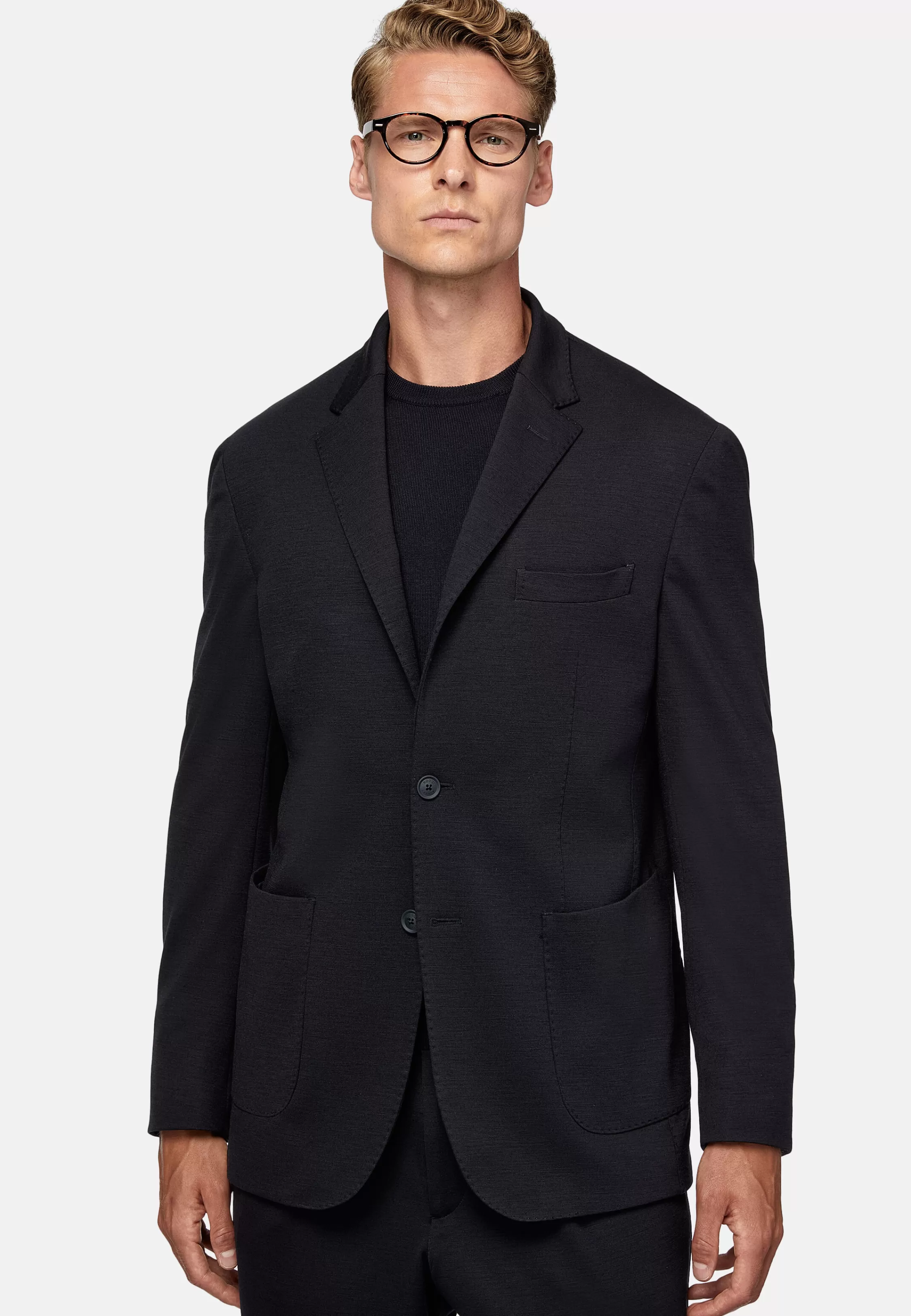 Boggi Milano Navy Blue Jacket B Tech In Nylon And Wool