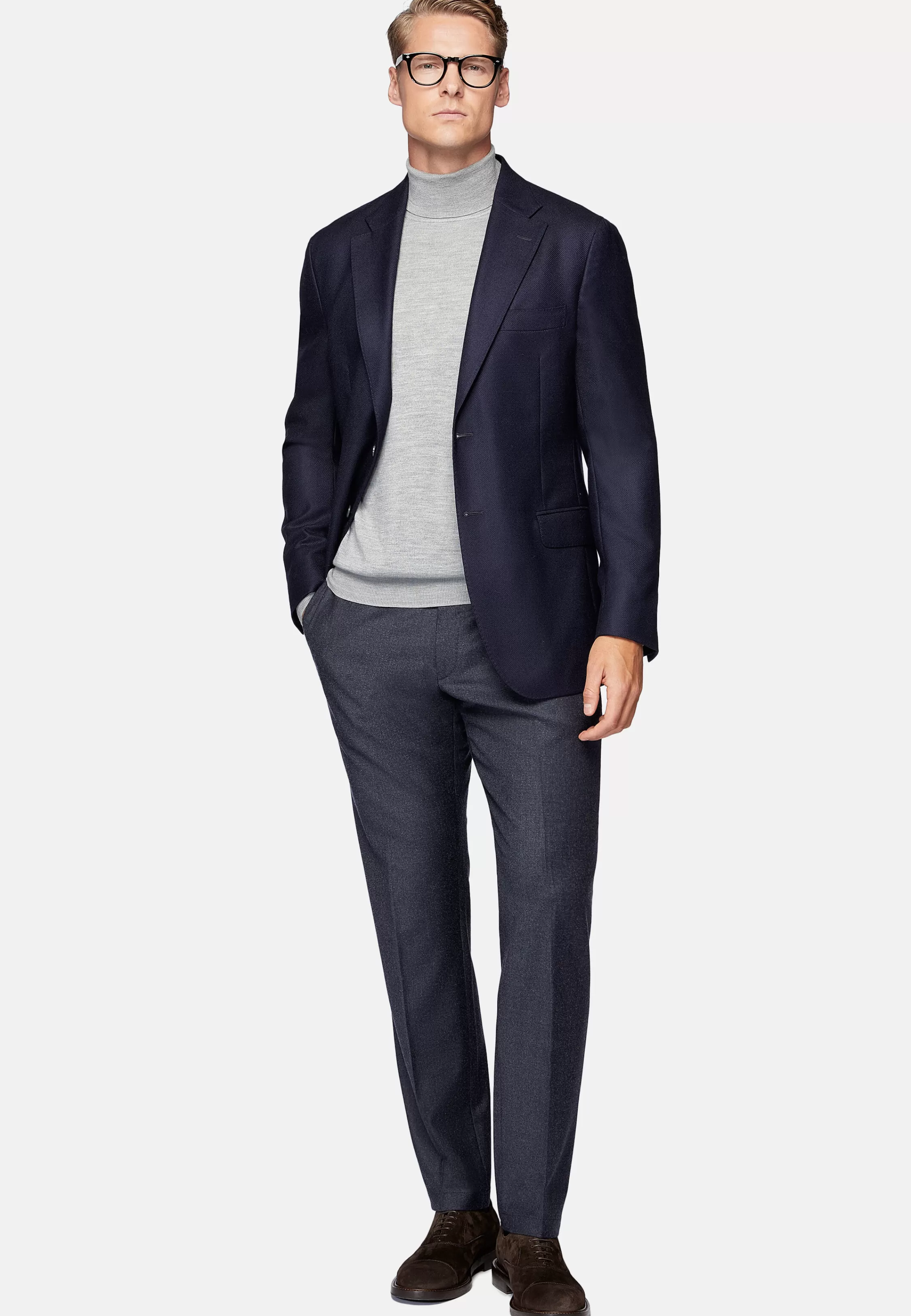 Boggi Milano Navy Blue Jacket In Pure Wool