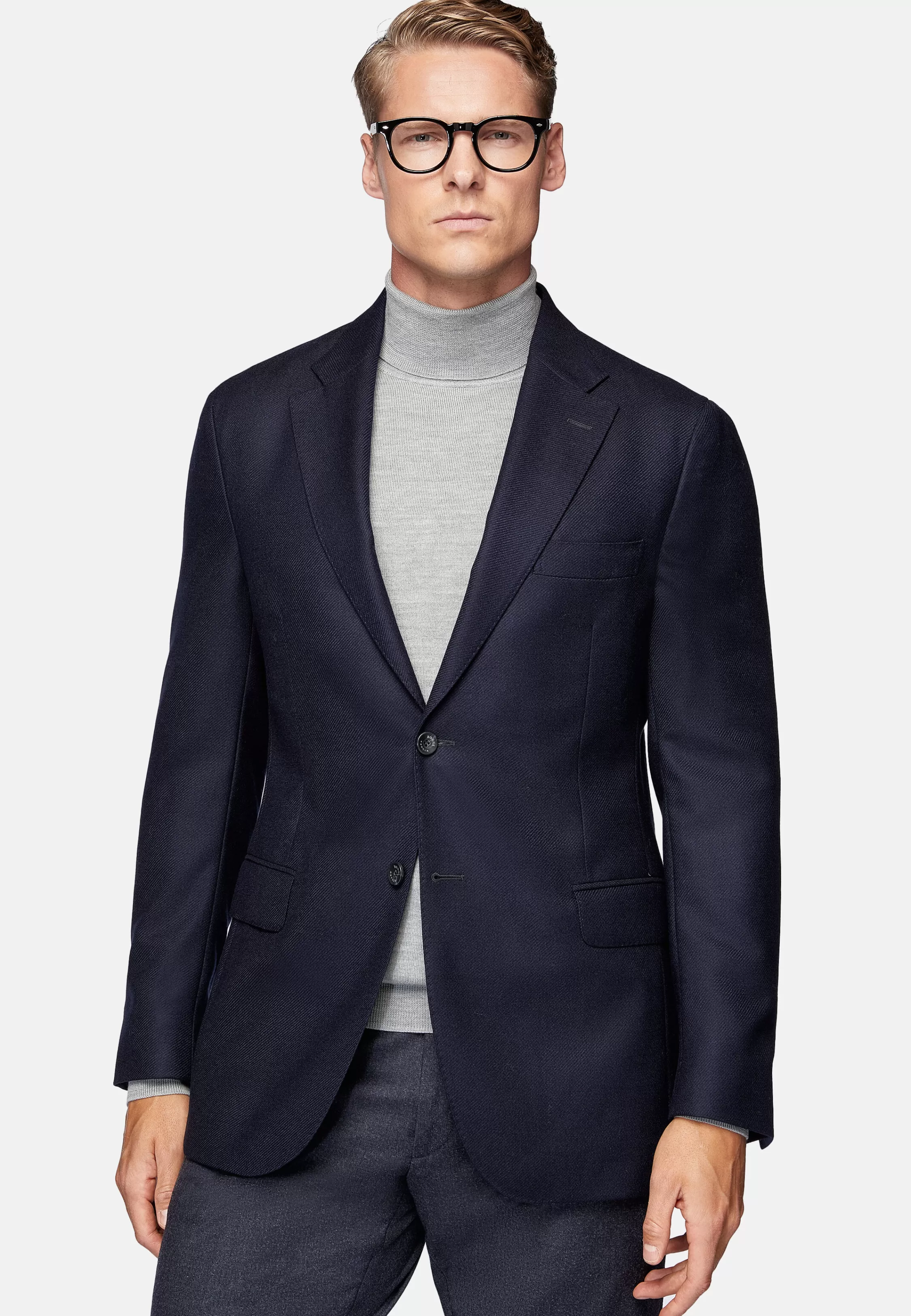 Boggi Milano Navy Blue Jacket In Pure Wool