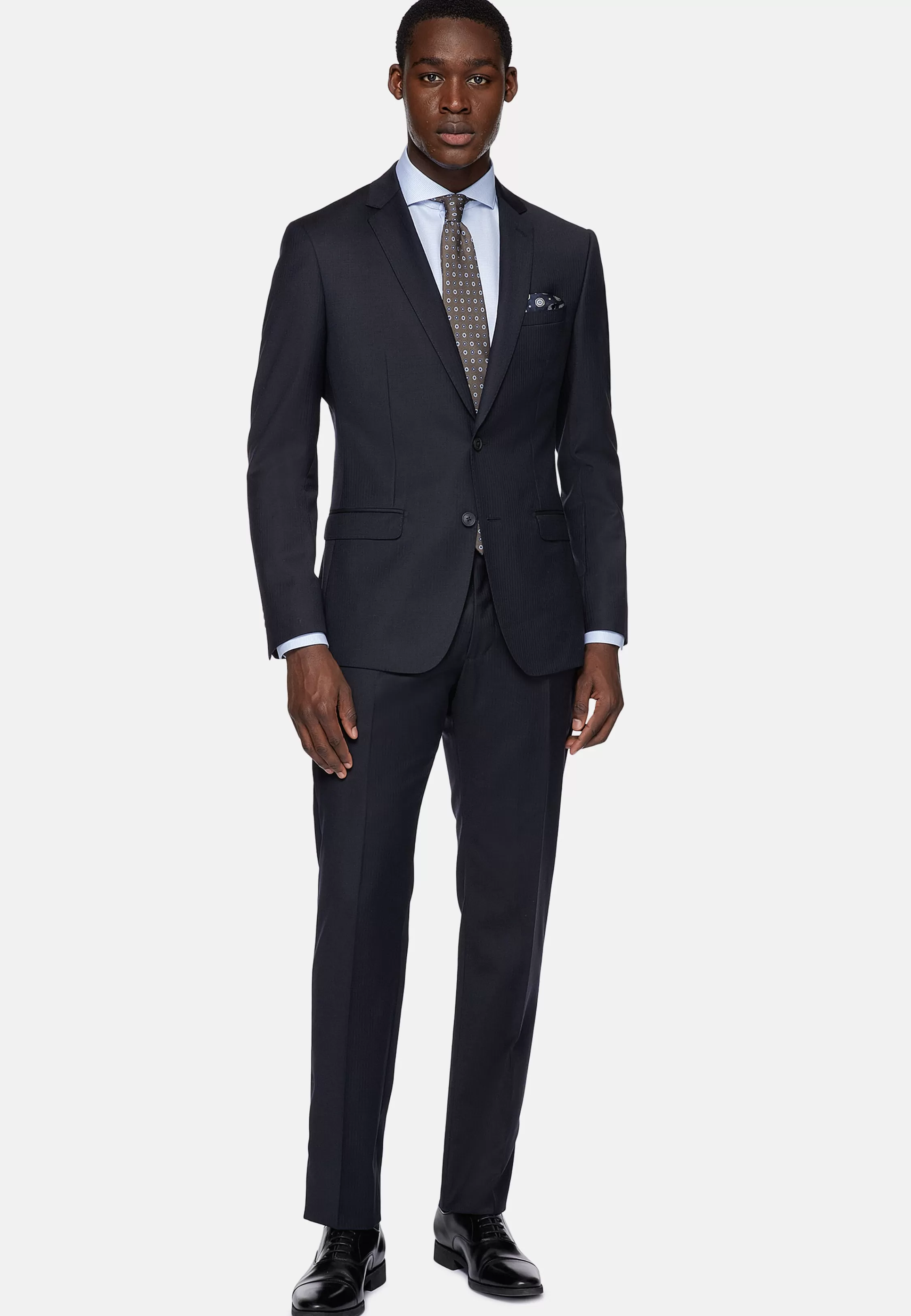 Boggi Milano Micro Herringbone Suit In Stretch Wool