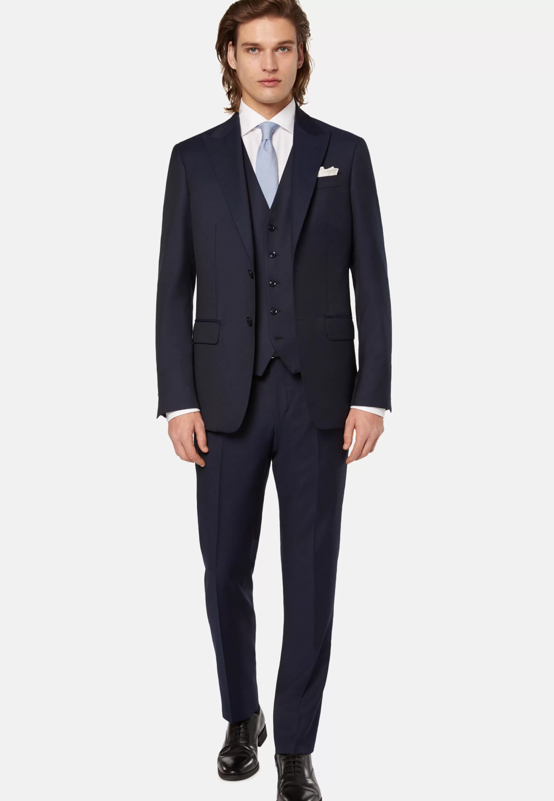 Boggi Milano Micro Pattern Suit In Pure Wool