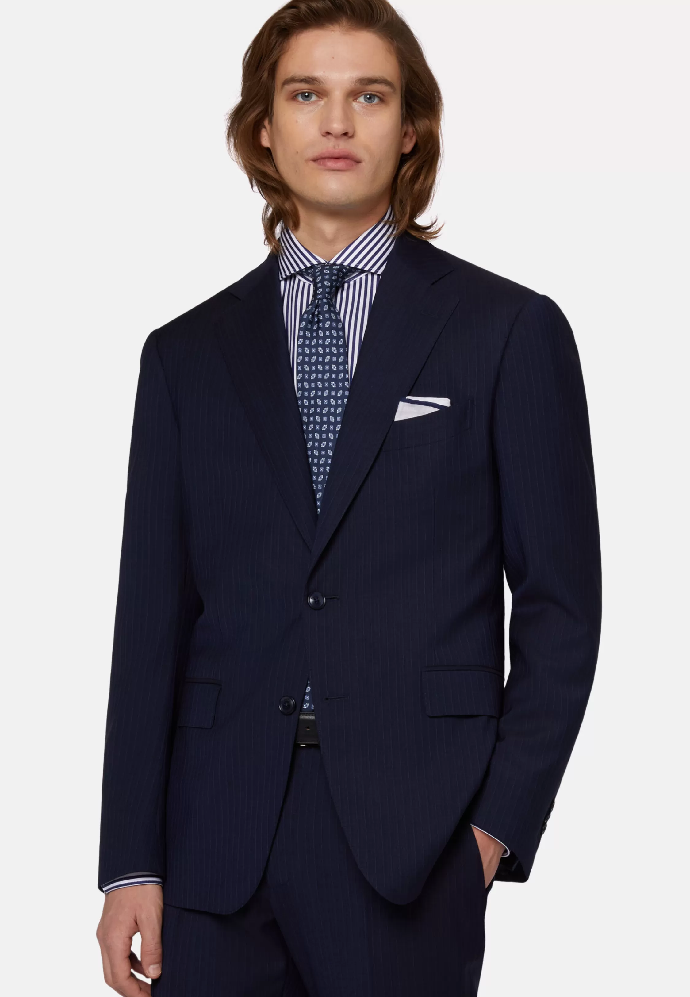 Boggi Milano Pinstripe Suit In Pure Wool