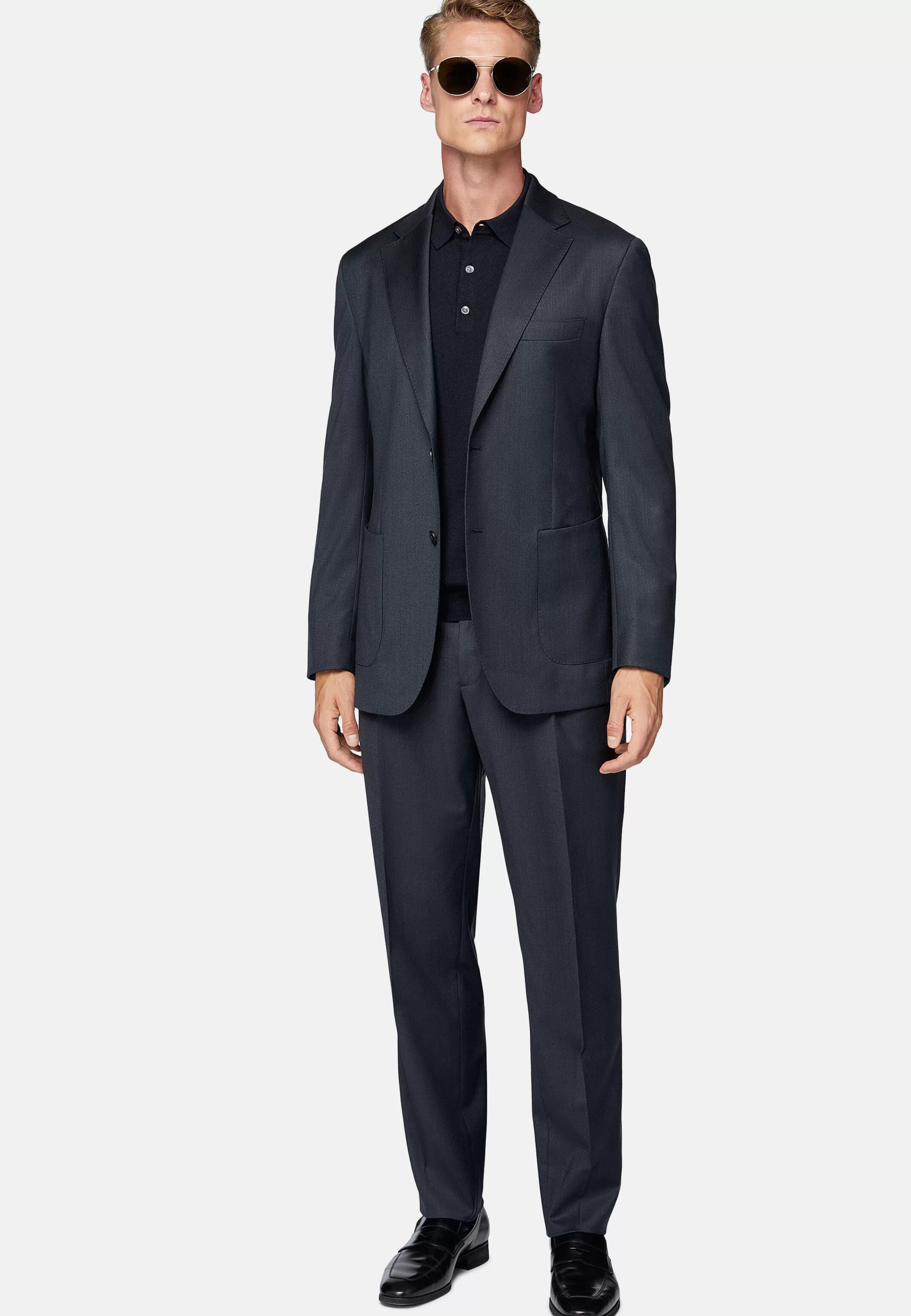 Boggi Milano Navy Blue Stretch Wool Suit