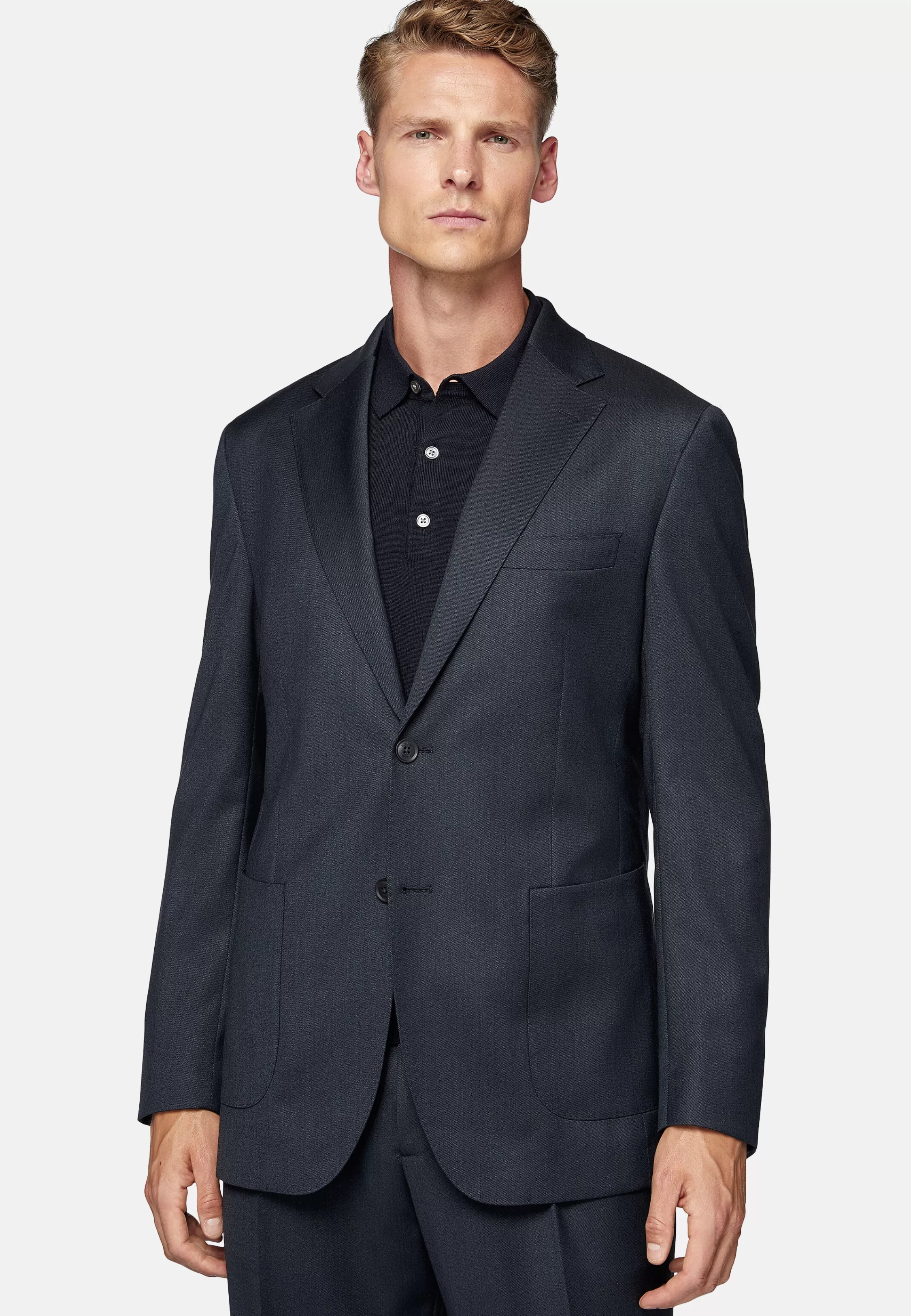 Boggi Milano Navy Blue Stretch Wool Suit