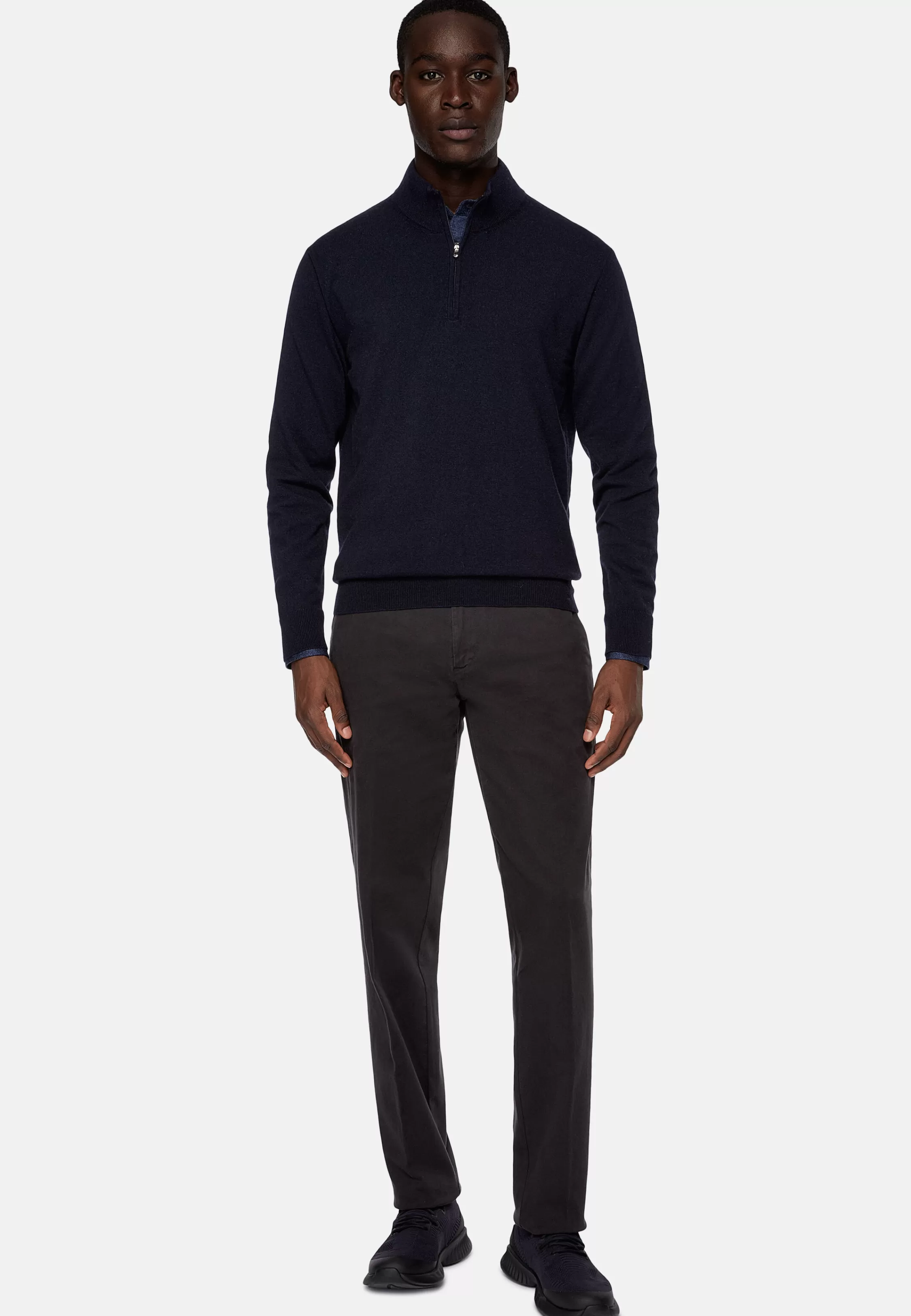 Boggi Milano Navy Cashmere Blend Half Zip Jumper