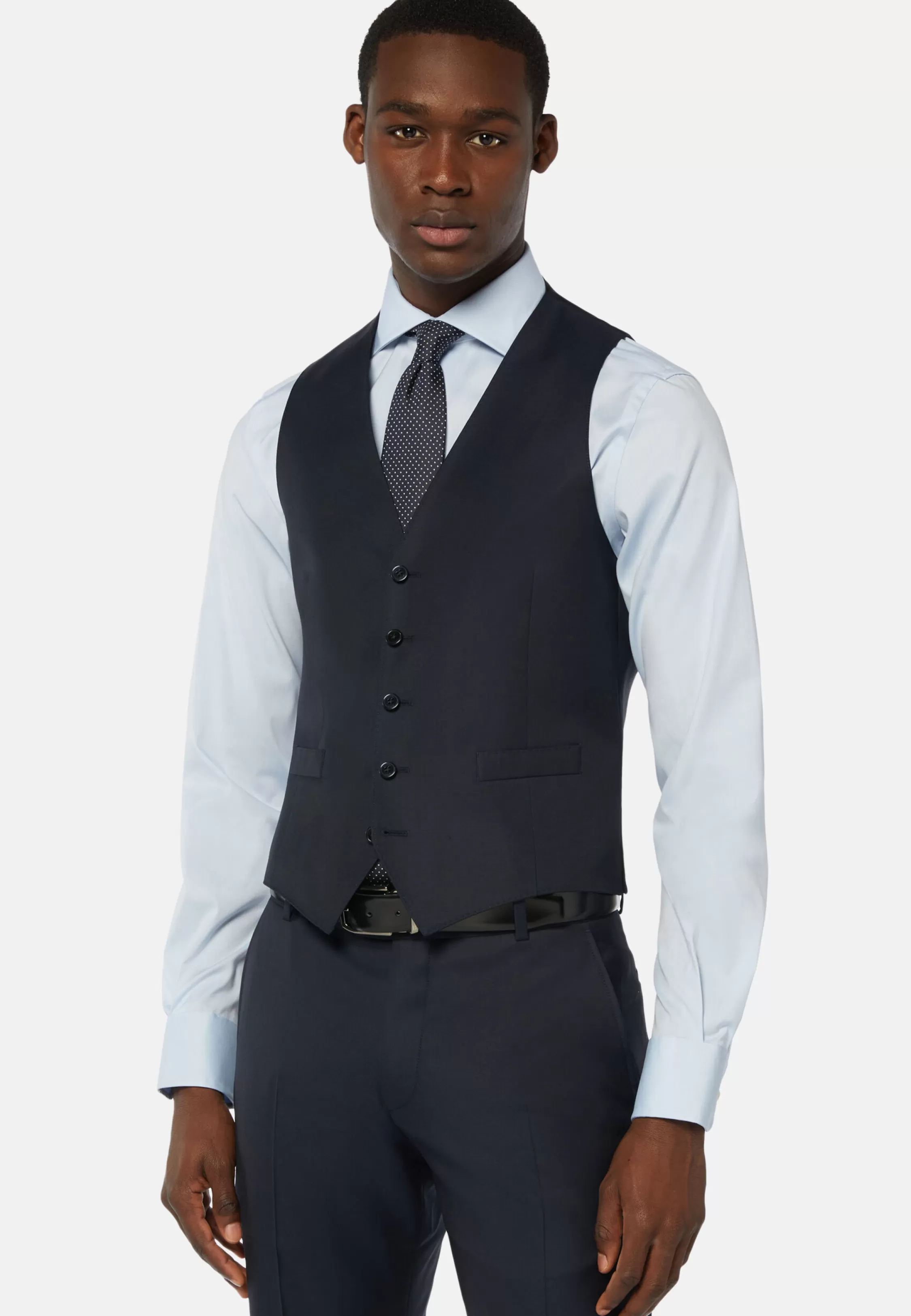 Boggi Milano Navy Wool Twill Waistcoat