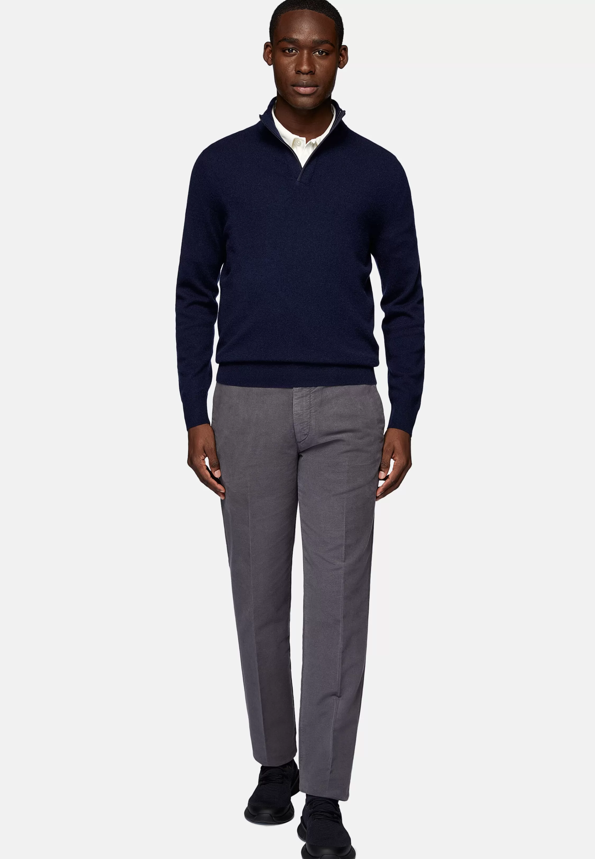 Boggi Milano Navy Wool/Cashmere Half Zip Jumper