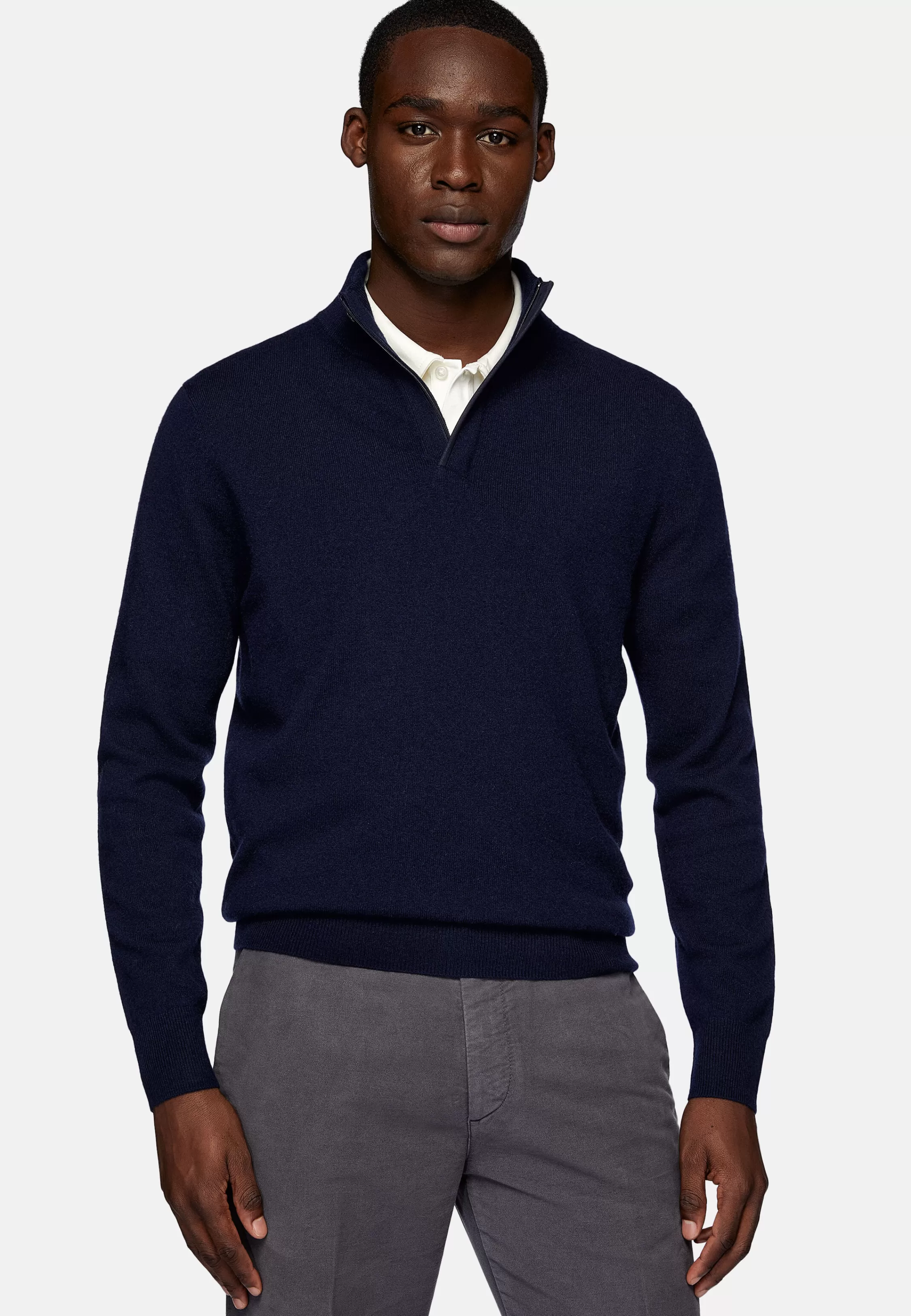 Boggi Milano Navy Wool/Cashmere Half Zip Jumper