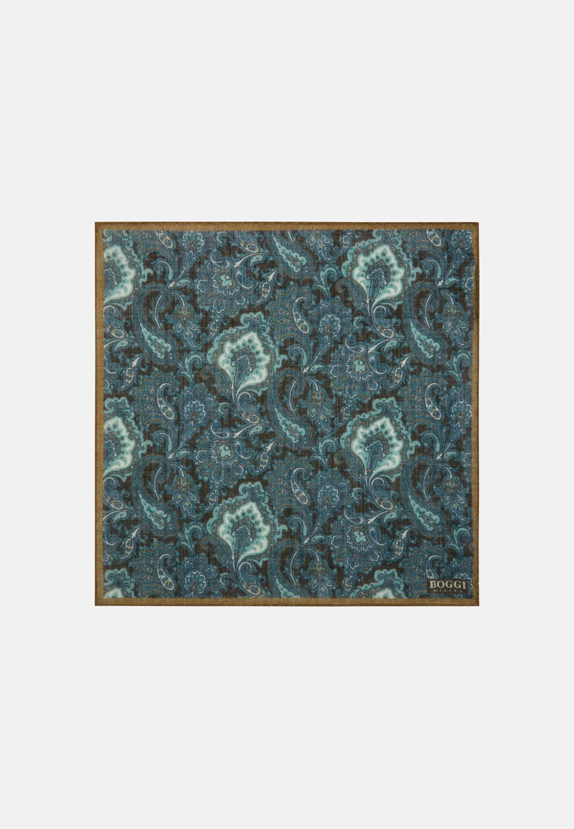 Boggi Milano Paisley Design Wool Pocket Square