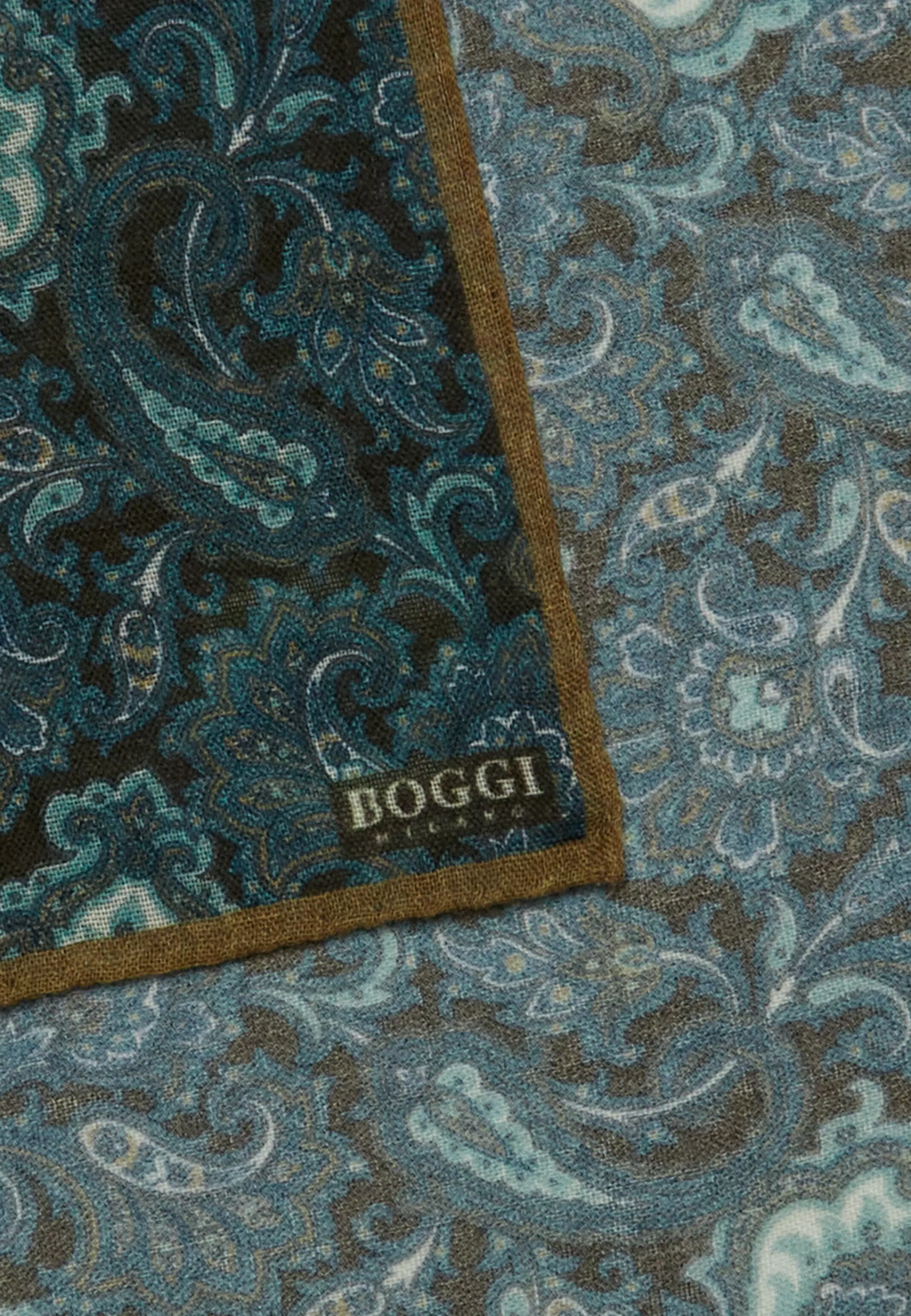 Boggi Milano Paisley Design Wool Pocket Square