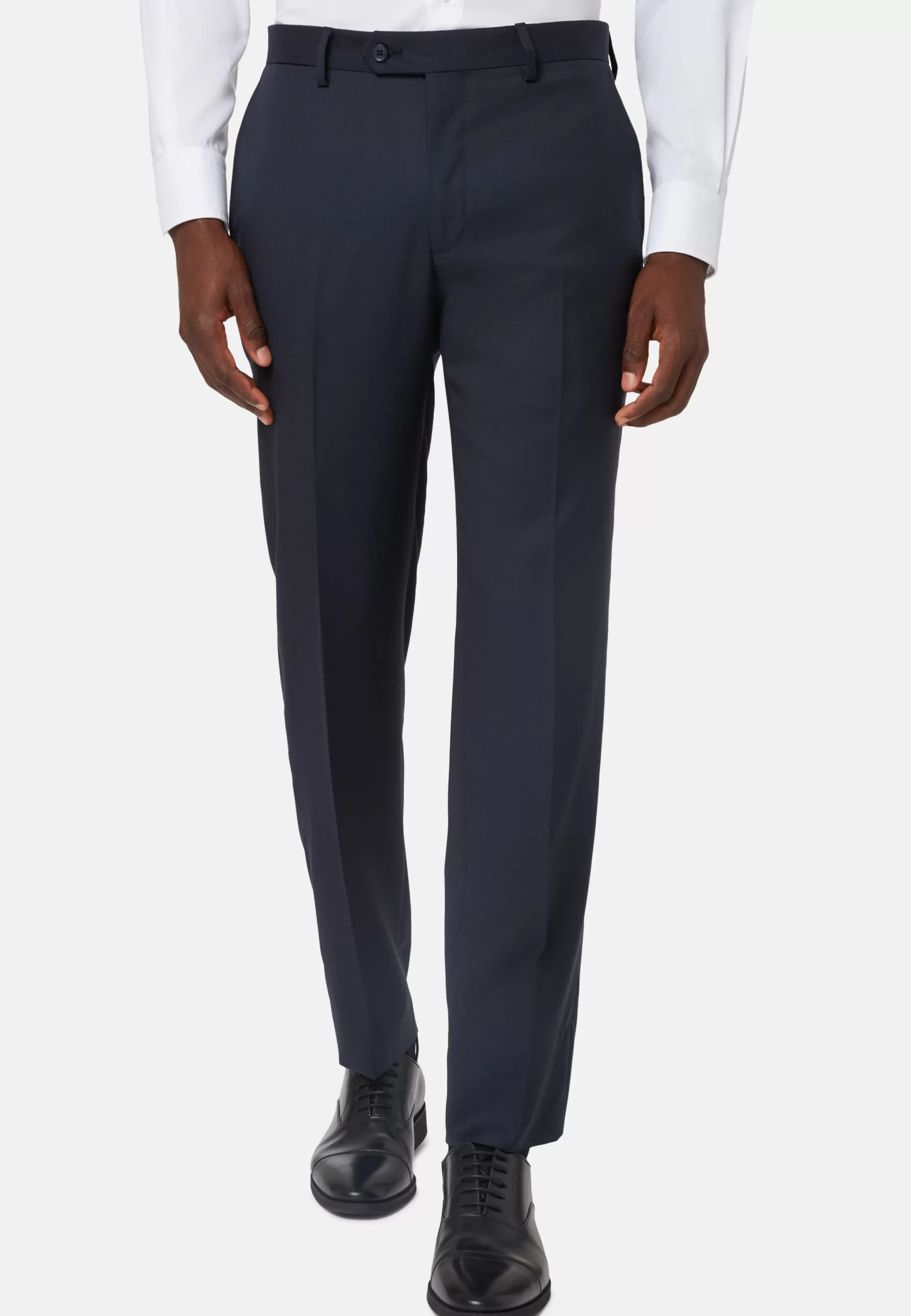 Boggi Milano Pants In Wool Micro Textured Fabric