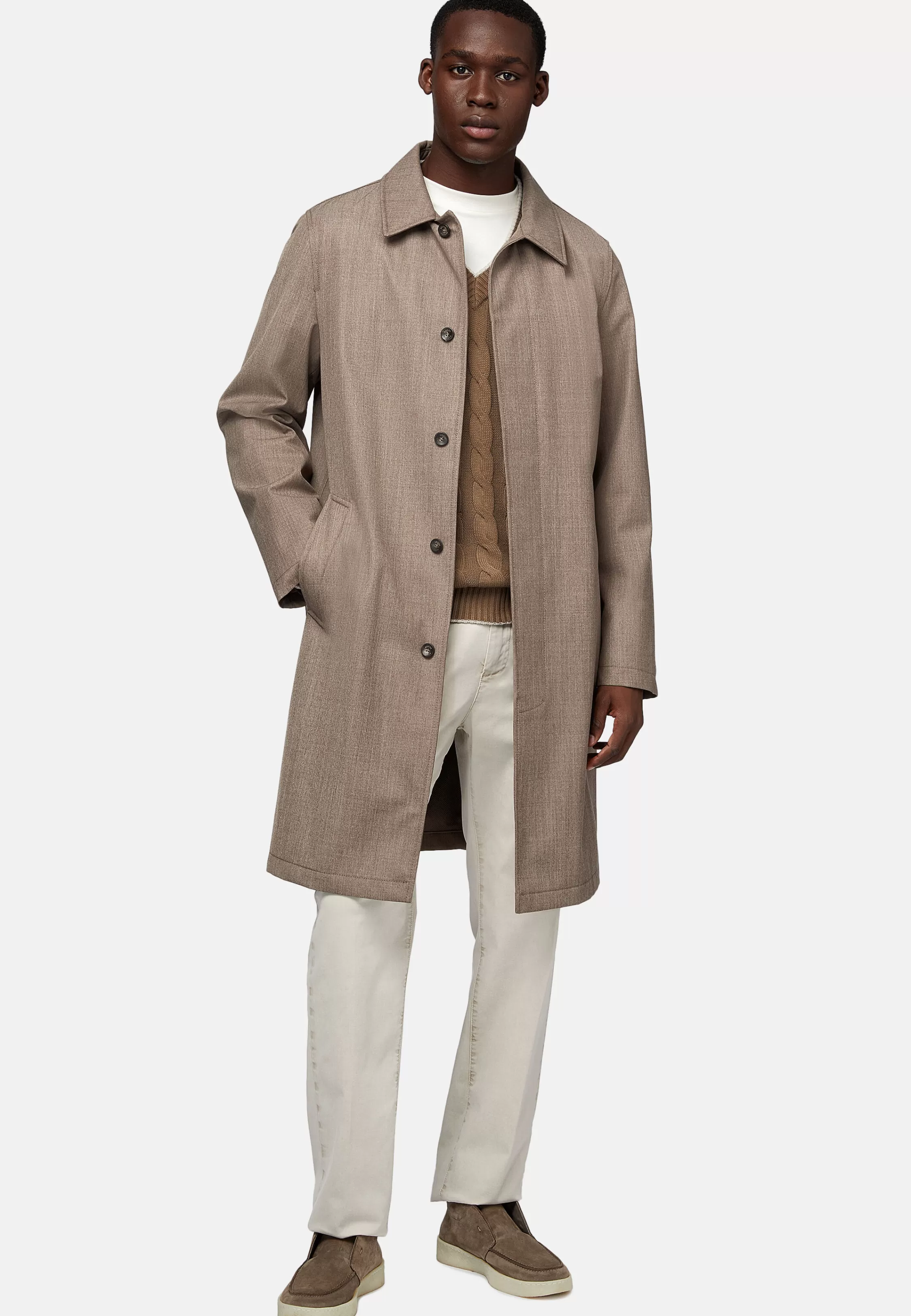 Boggi Milano Pea Coat In Technical Wool