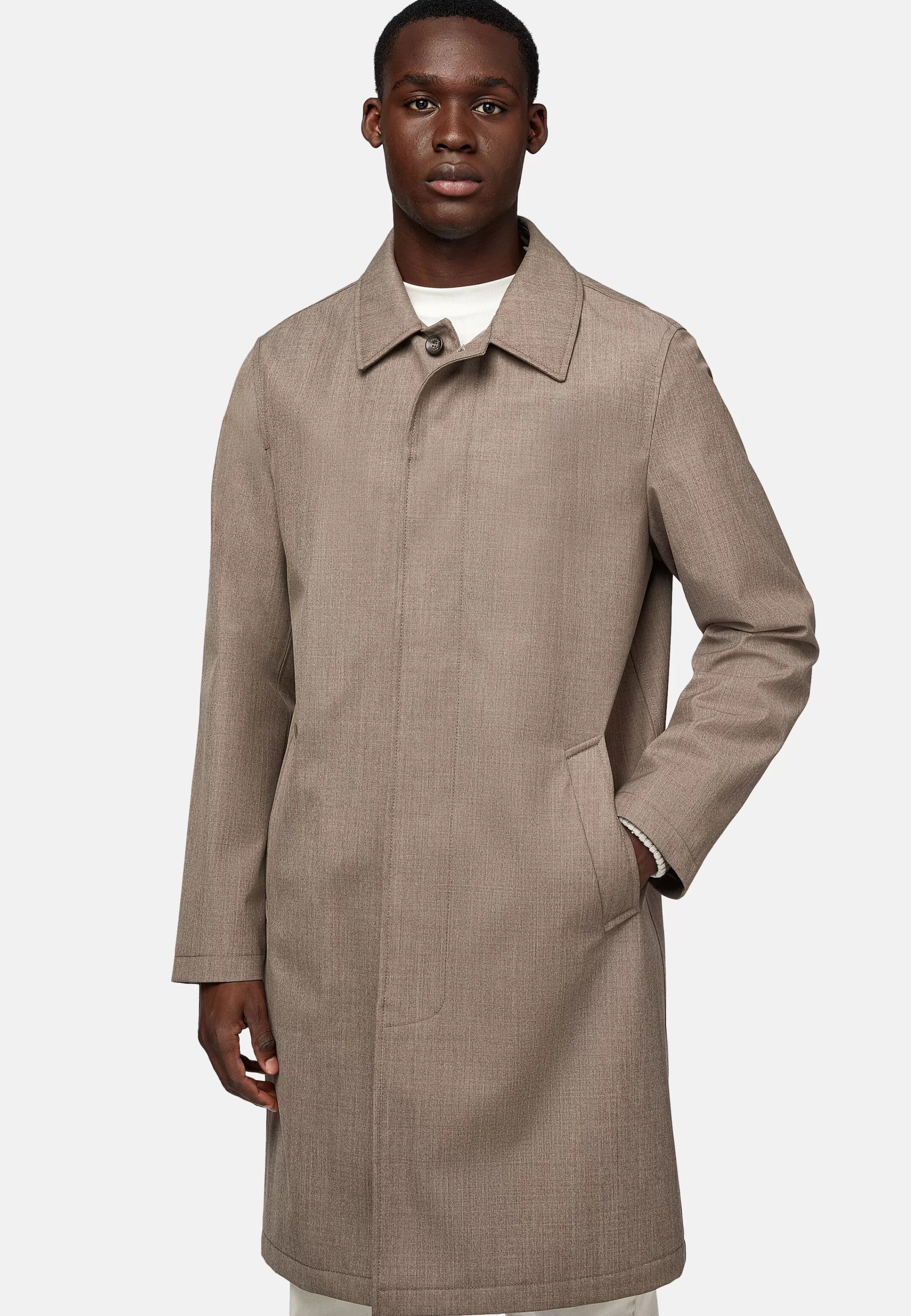 Boggi Milano Pea Coat In Technical Wool