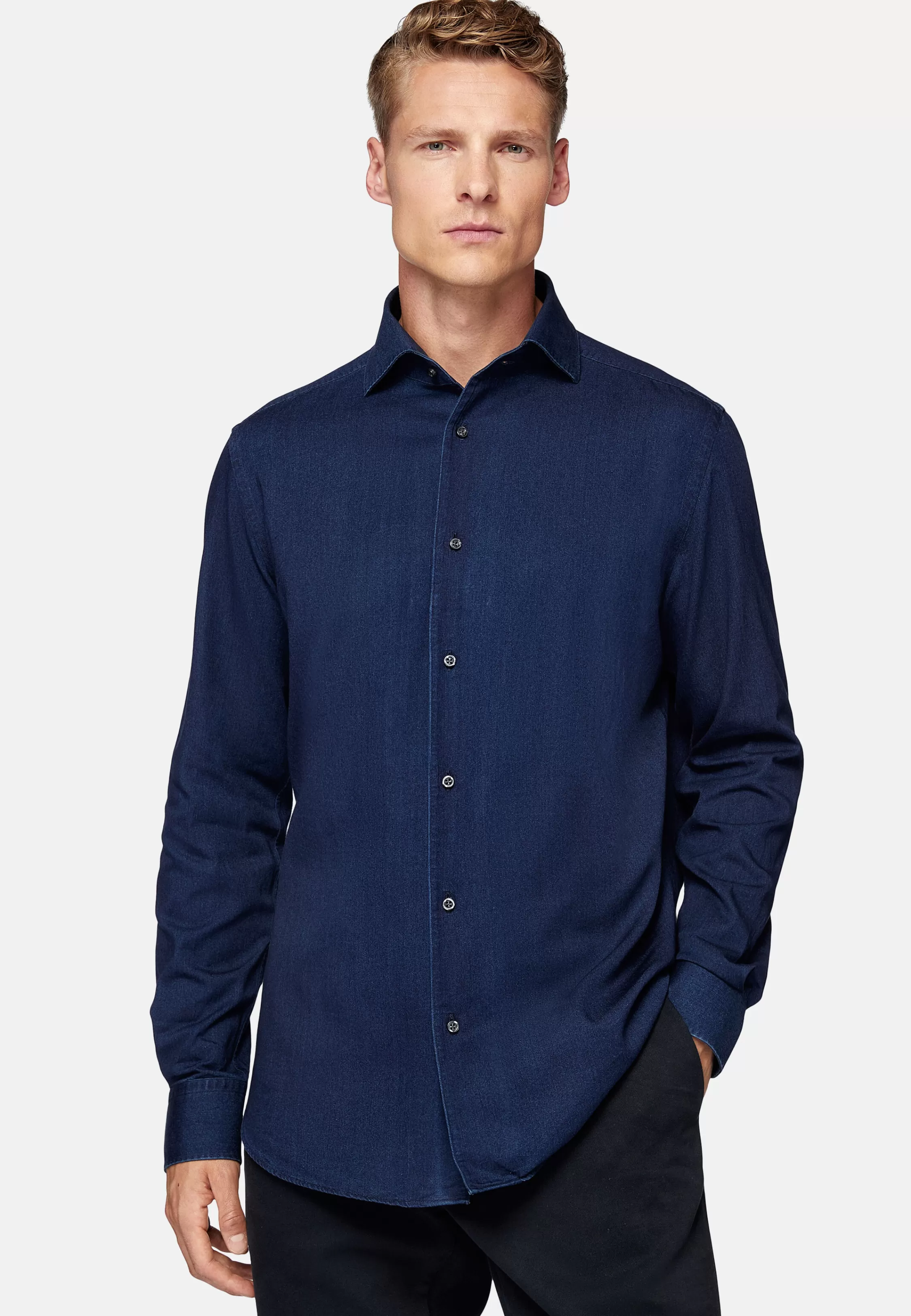 Boggi Milano Regular Fit Cotton Denim Shirt