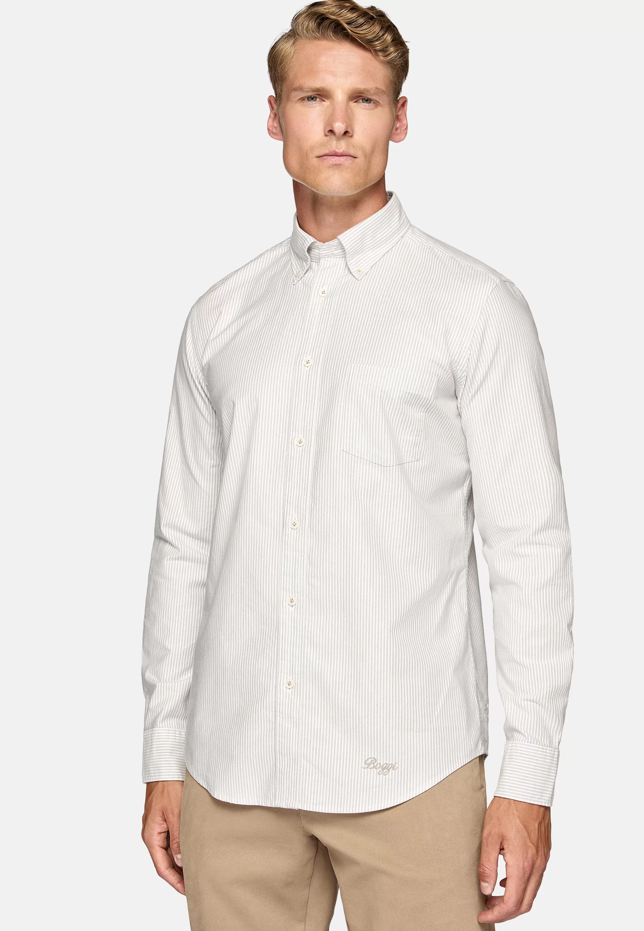 Boggi Milano Regular Fit Organic Oxford Cotton Shirt