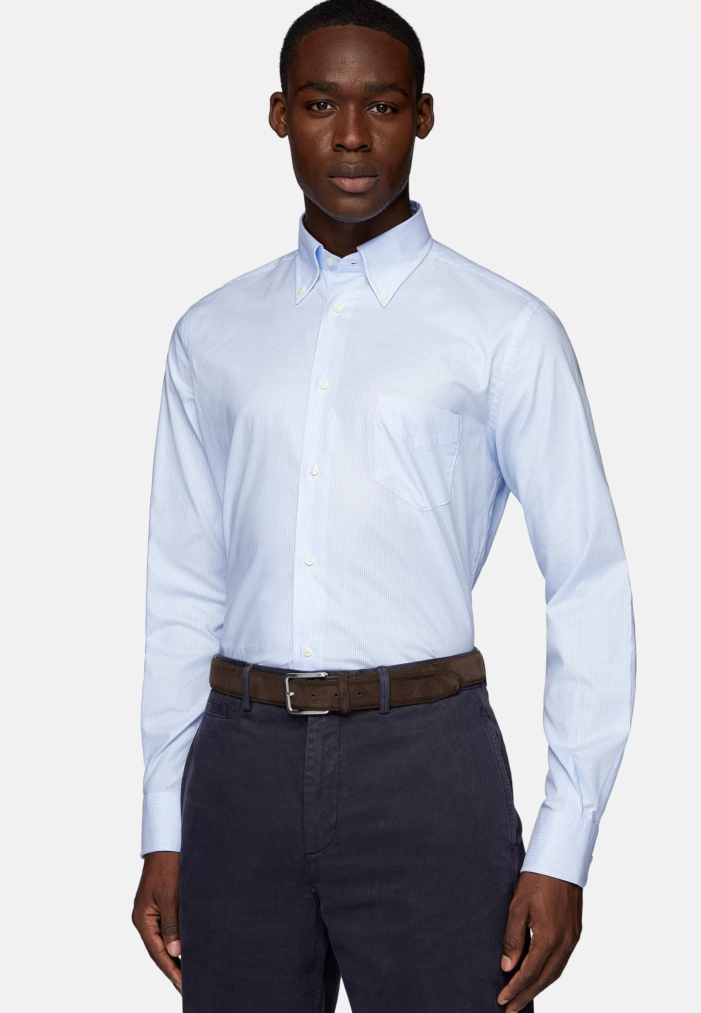 Boggi Milano Regular Fit Striped Cotton Twill Shirt