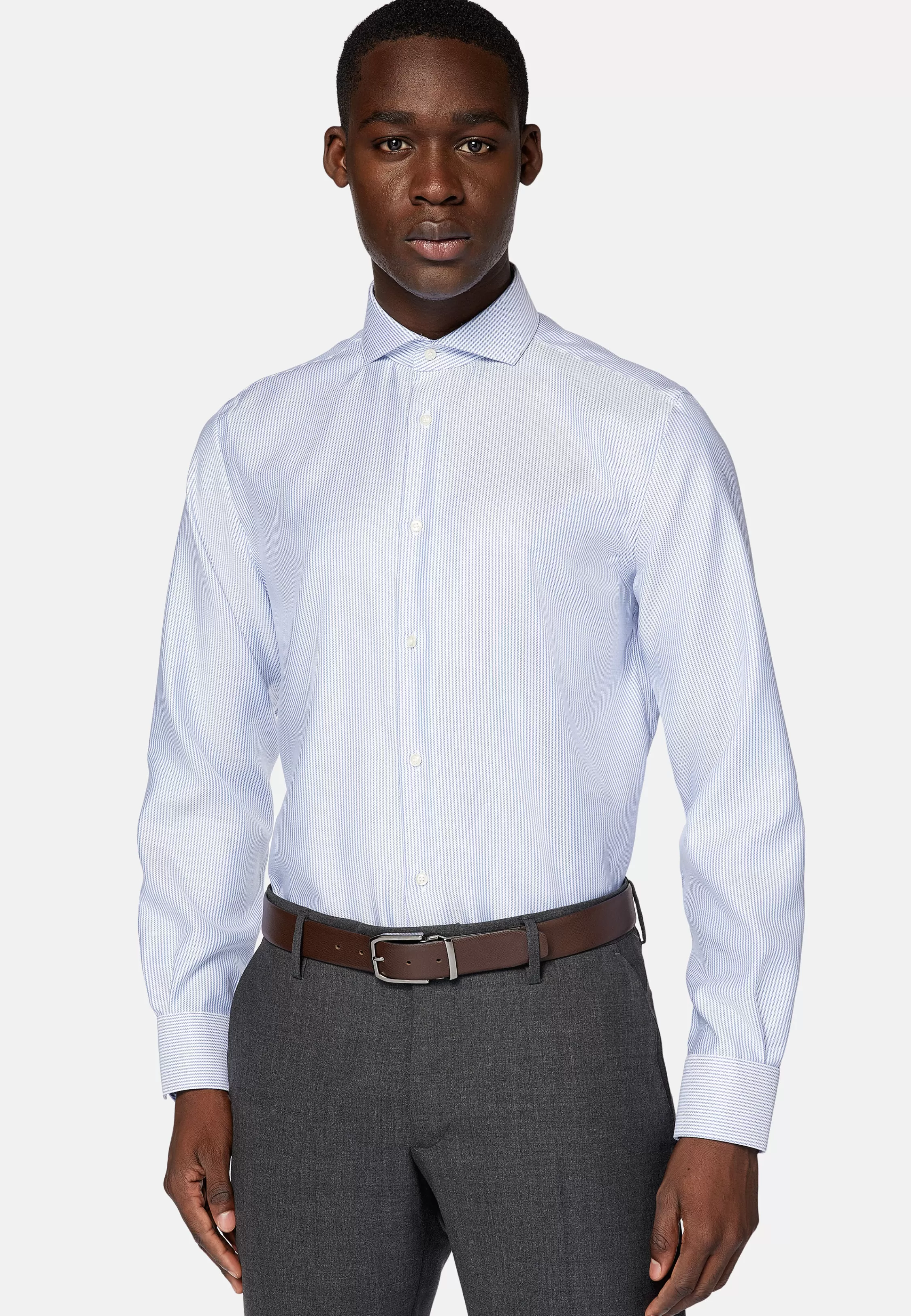 Boggi Milano Regular Fit Striped Cotton Twill Shirt