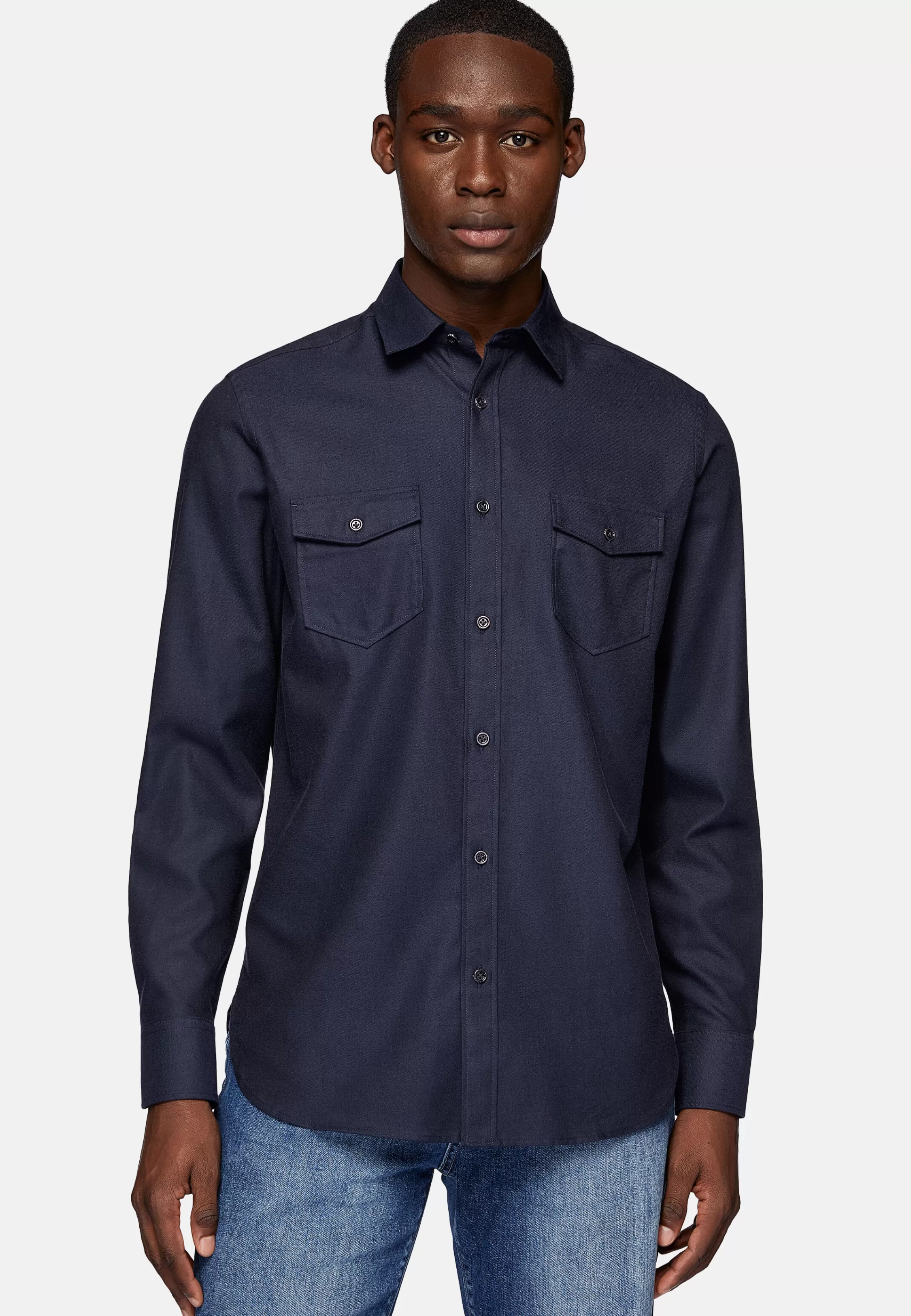 Boggi Milano Regular Fit Tencel Blend Flannel Shirt