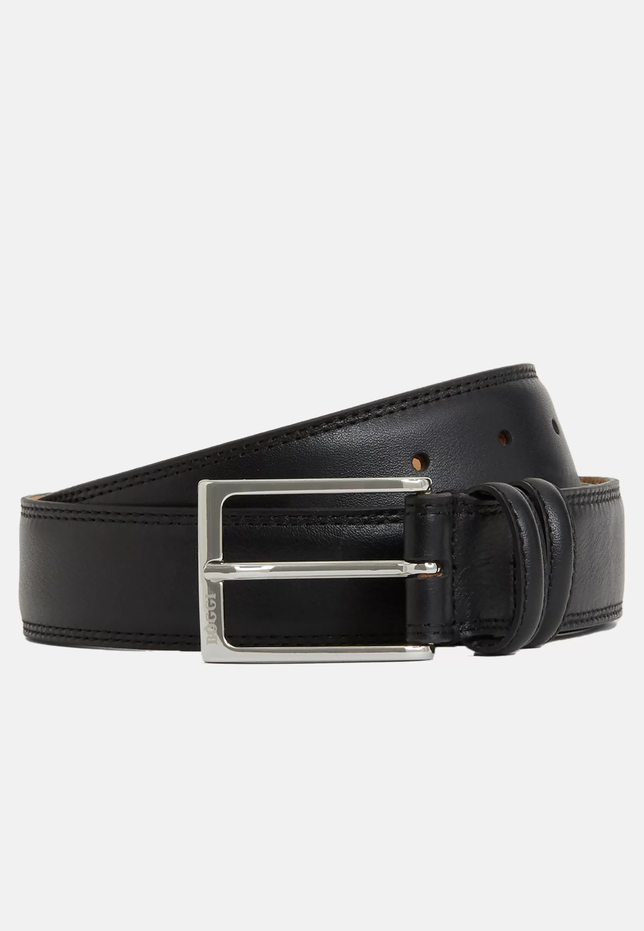 Boggi Milano Saddle-stitched Tumbled Leather Belt