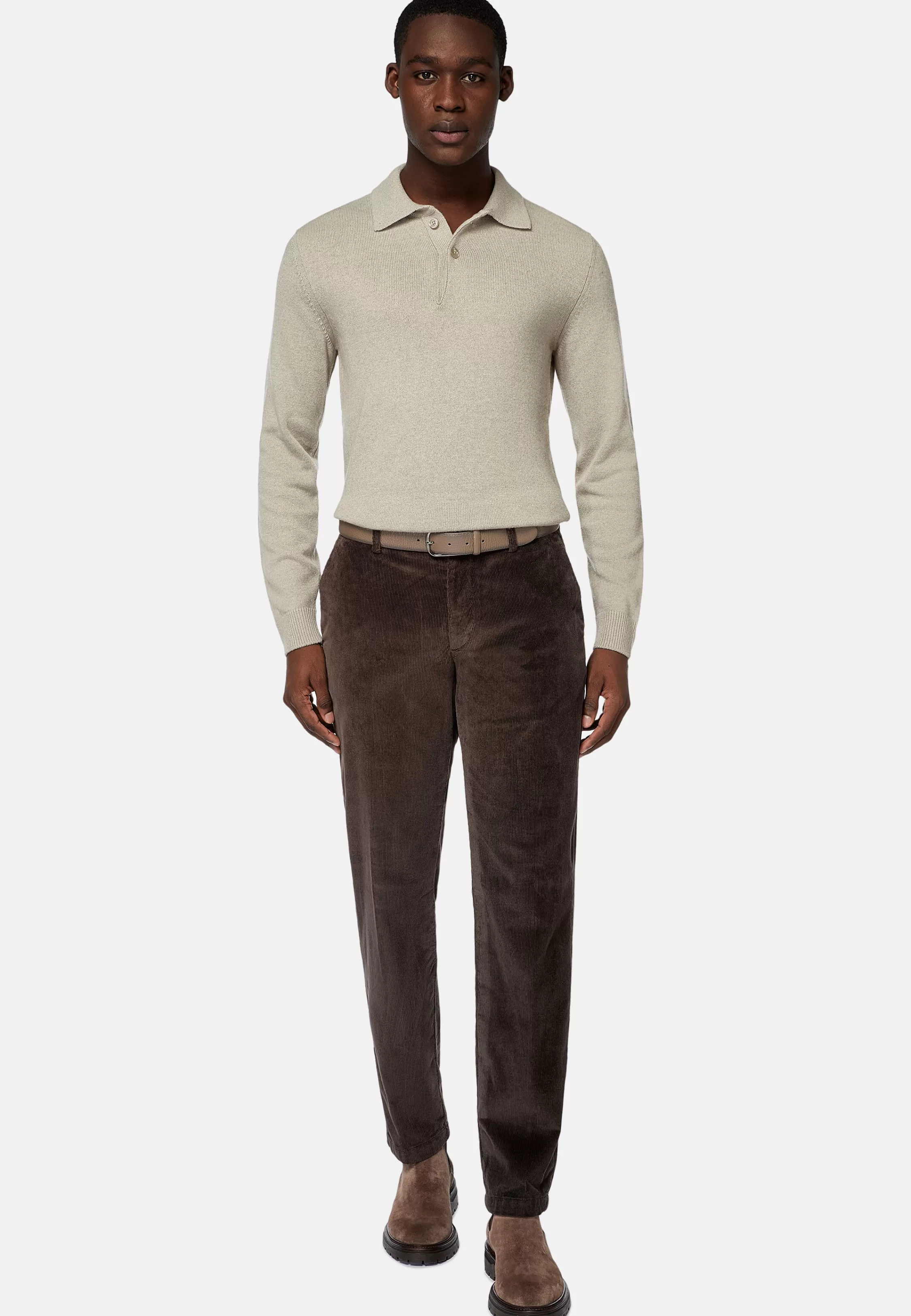 Boggi Milano Sand Polo Neck Jumper In A Cashmere Blend