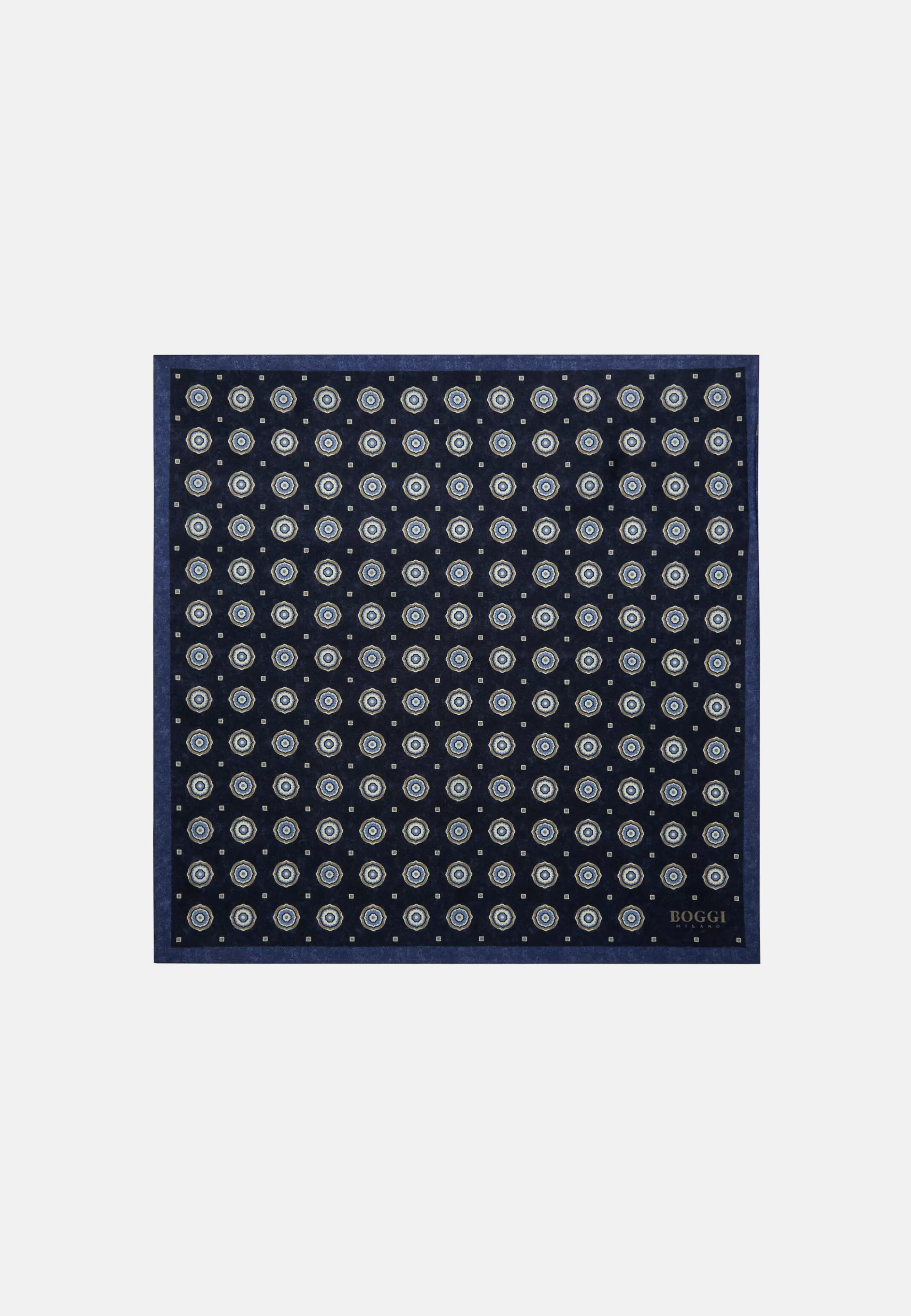 Boggi Milano Silk Pocket Square With Medalions Motif