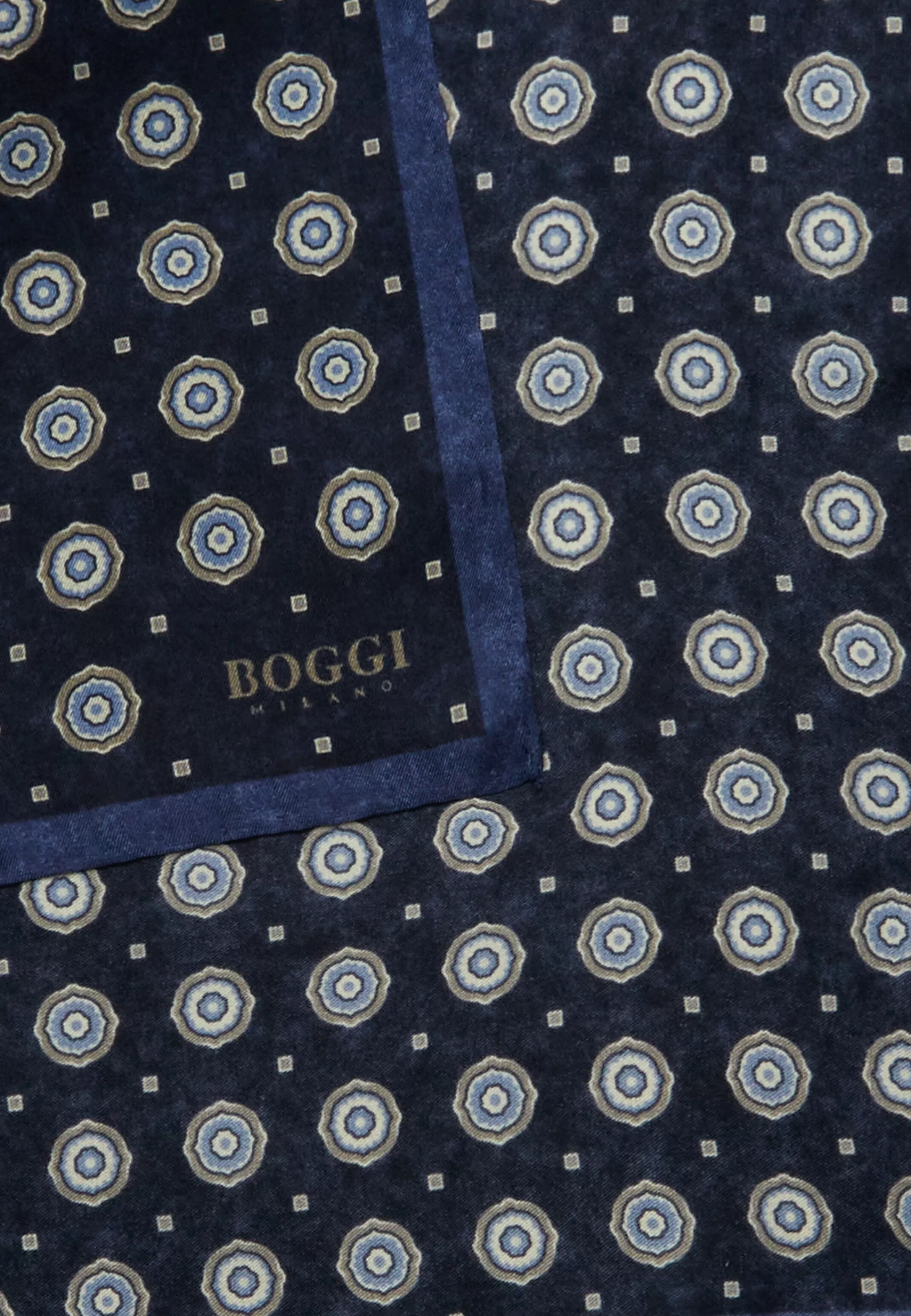 Boggi Milano Silk Pocket Square With Medalions Motif