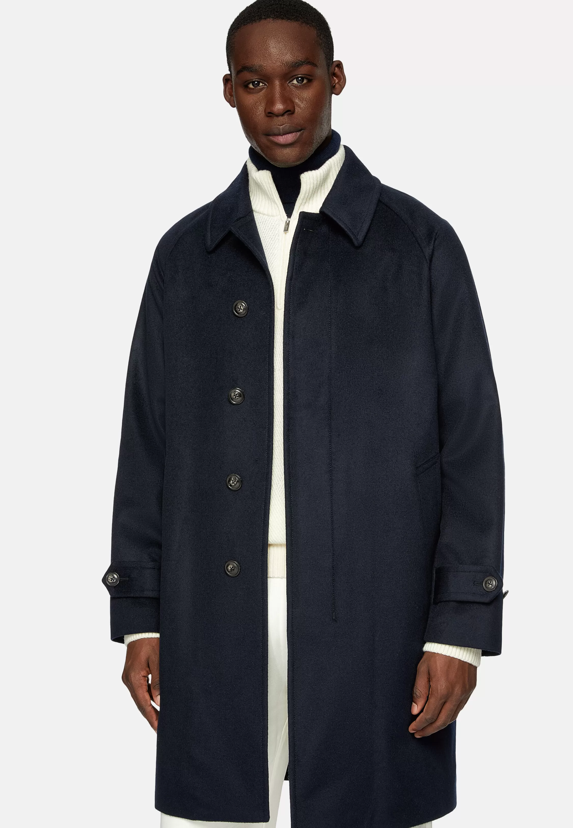 Boggi Milano Single-Breasted Coat In Cashmere Wool.