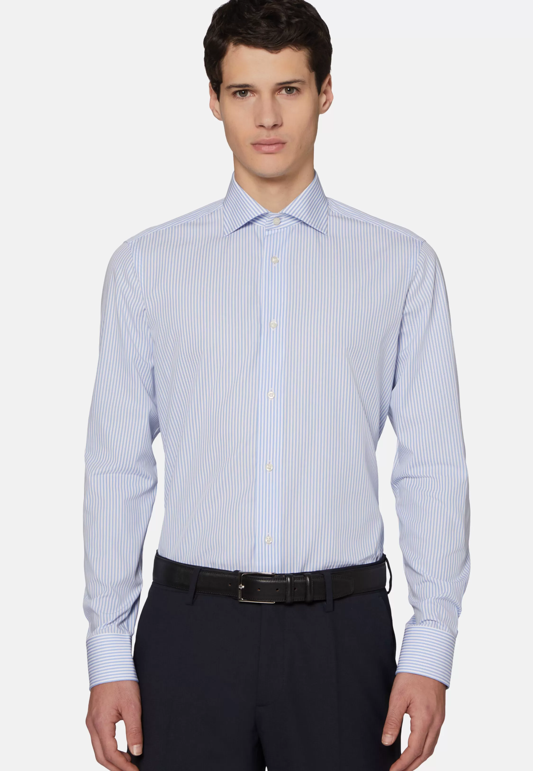 Boggi Milano Slim Fit Sky Blue Dobby Cotton Shirt