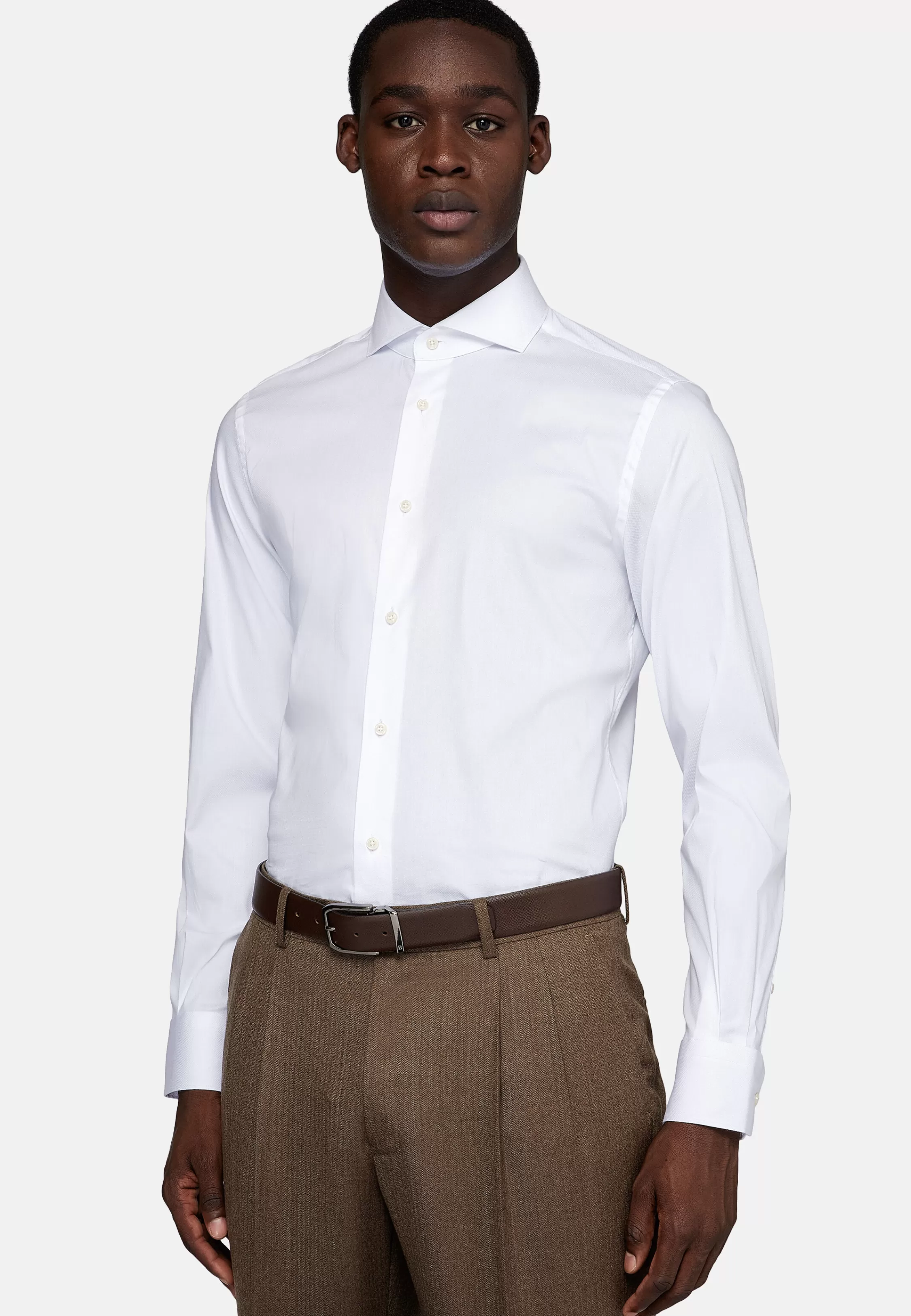 Boggi Milano Slim Fit Stretch Cotton And Nylon Shirt