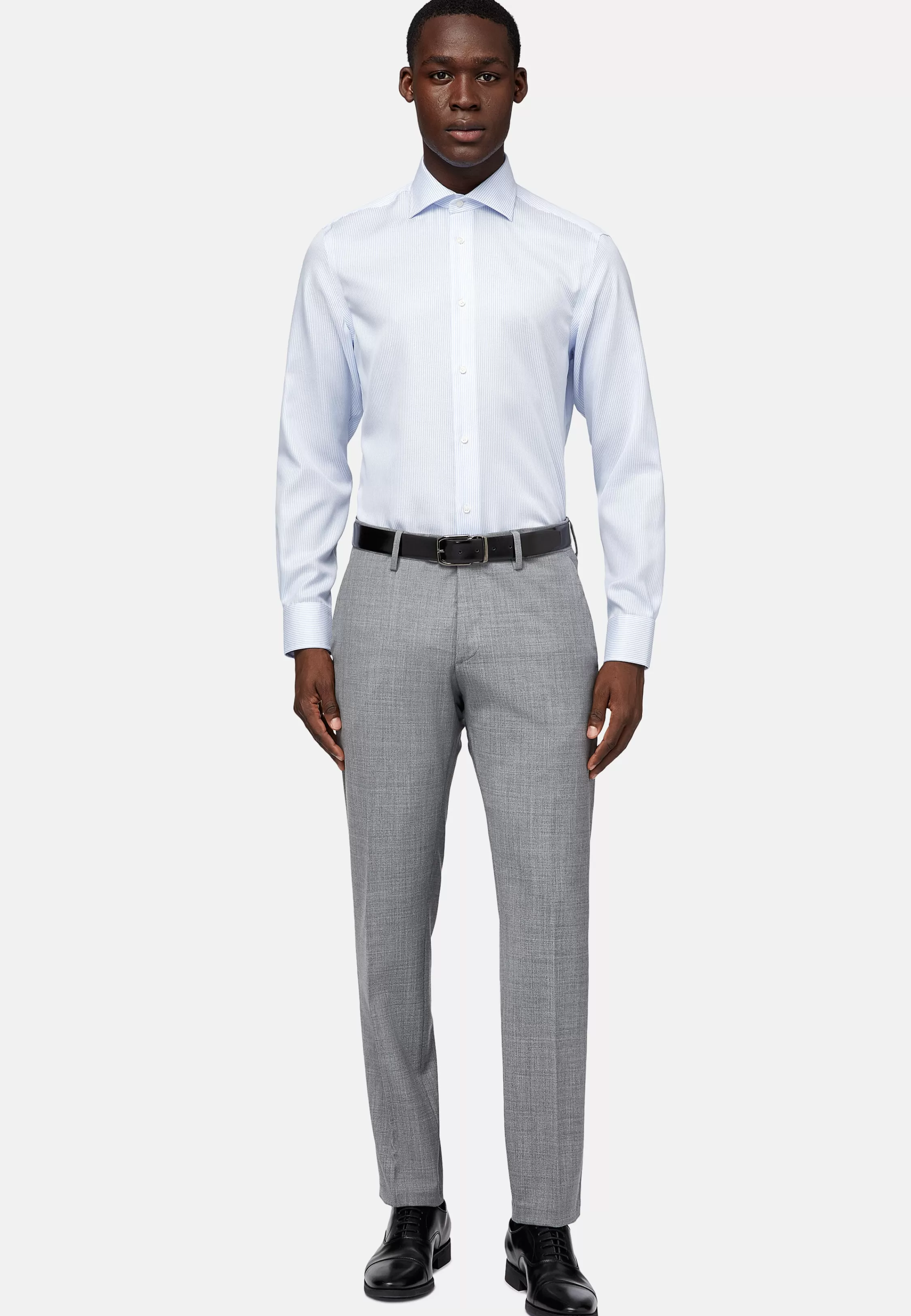 Boggi Milano Slim Fit Striped Cotton Dobby Shirt