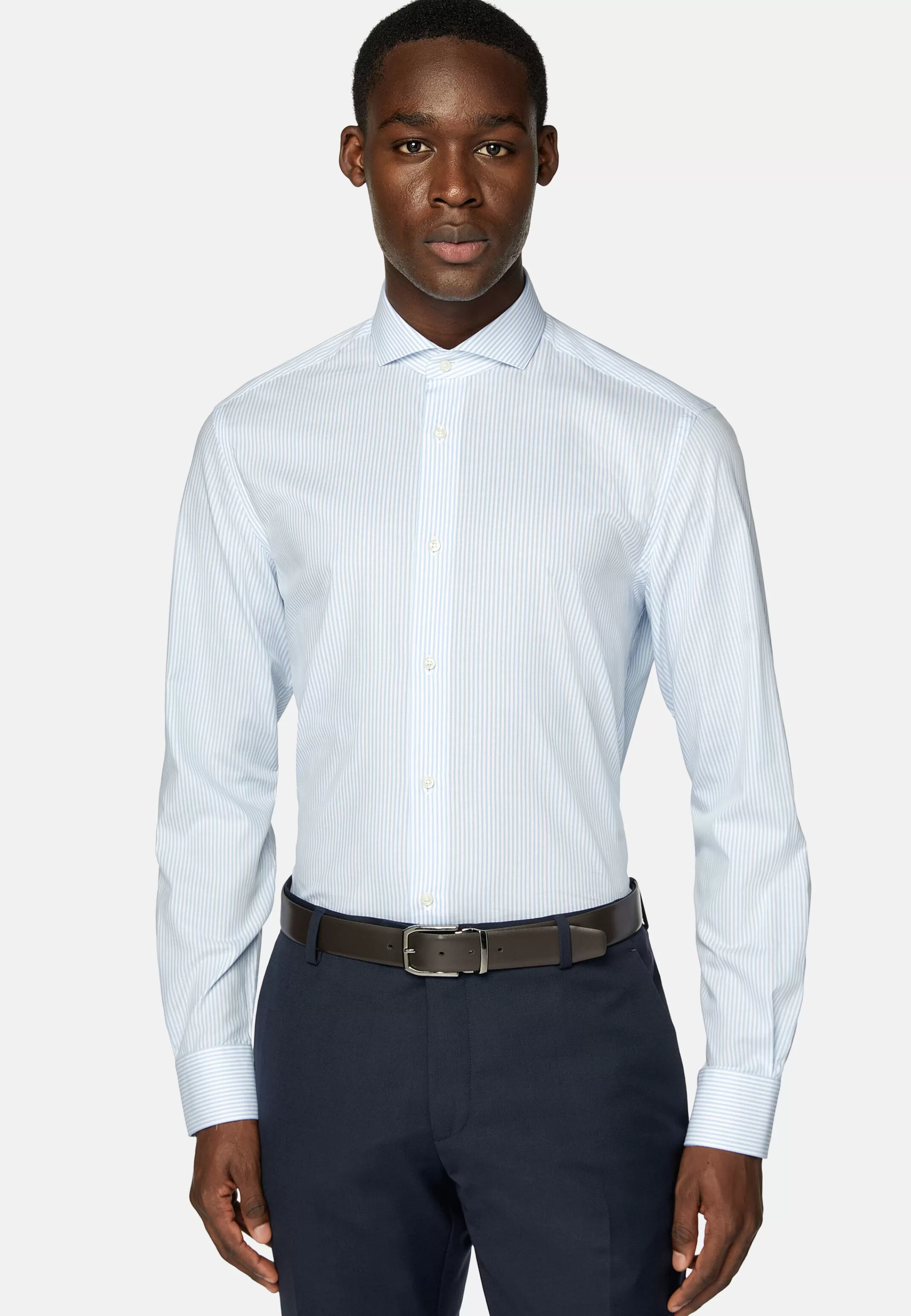 Boggi Milano Slim Fit Striped Cotton Dobby Shirt