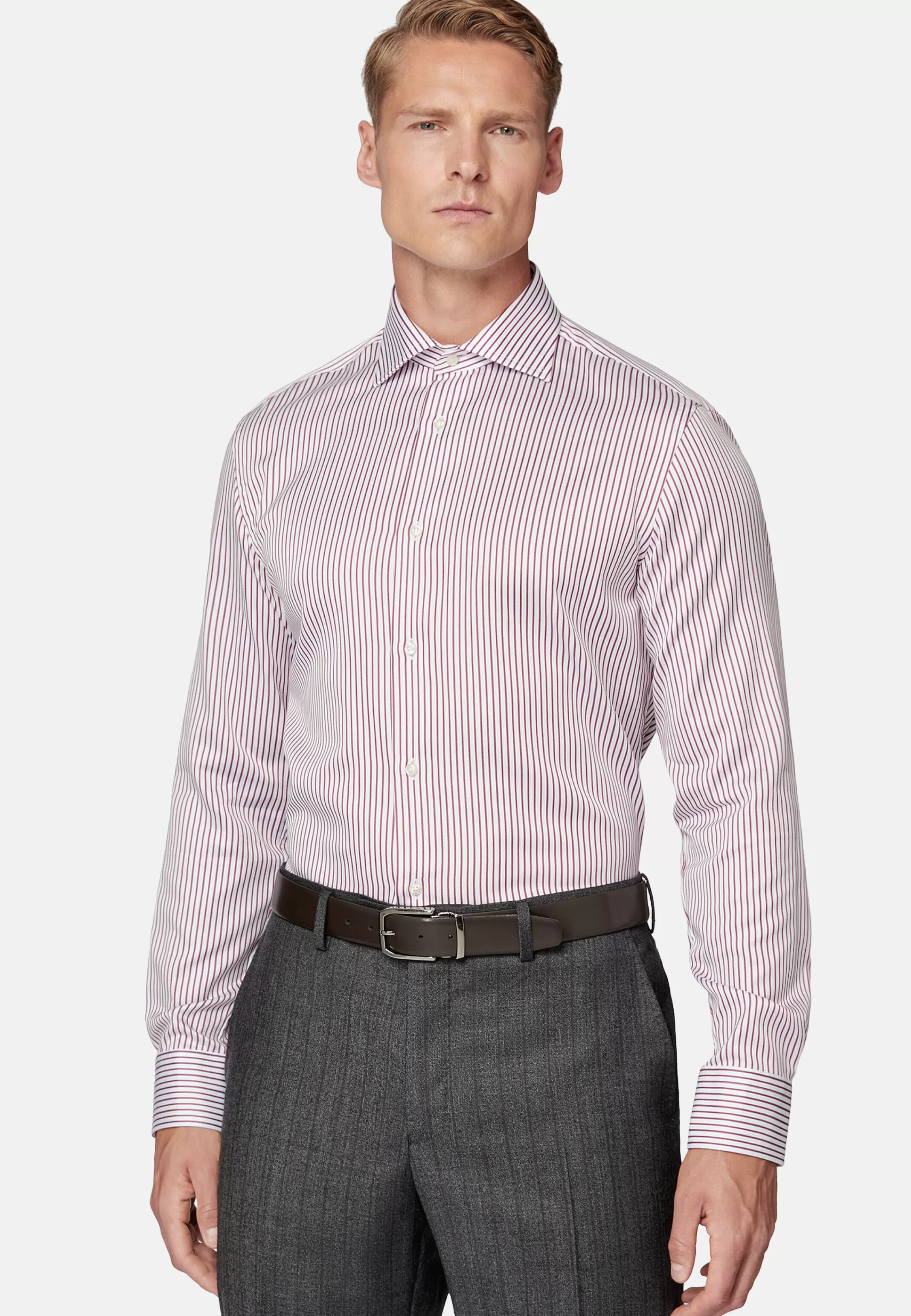 Boggi Milano Slim Fit Striped Cotton Twill Shirt