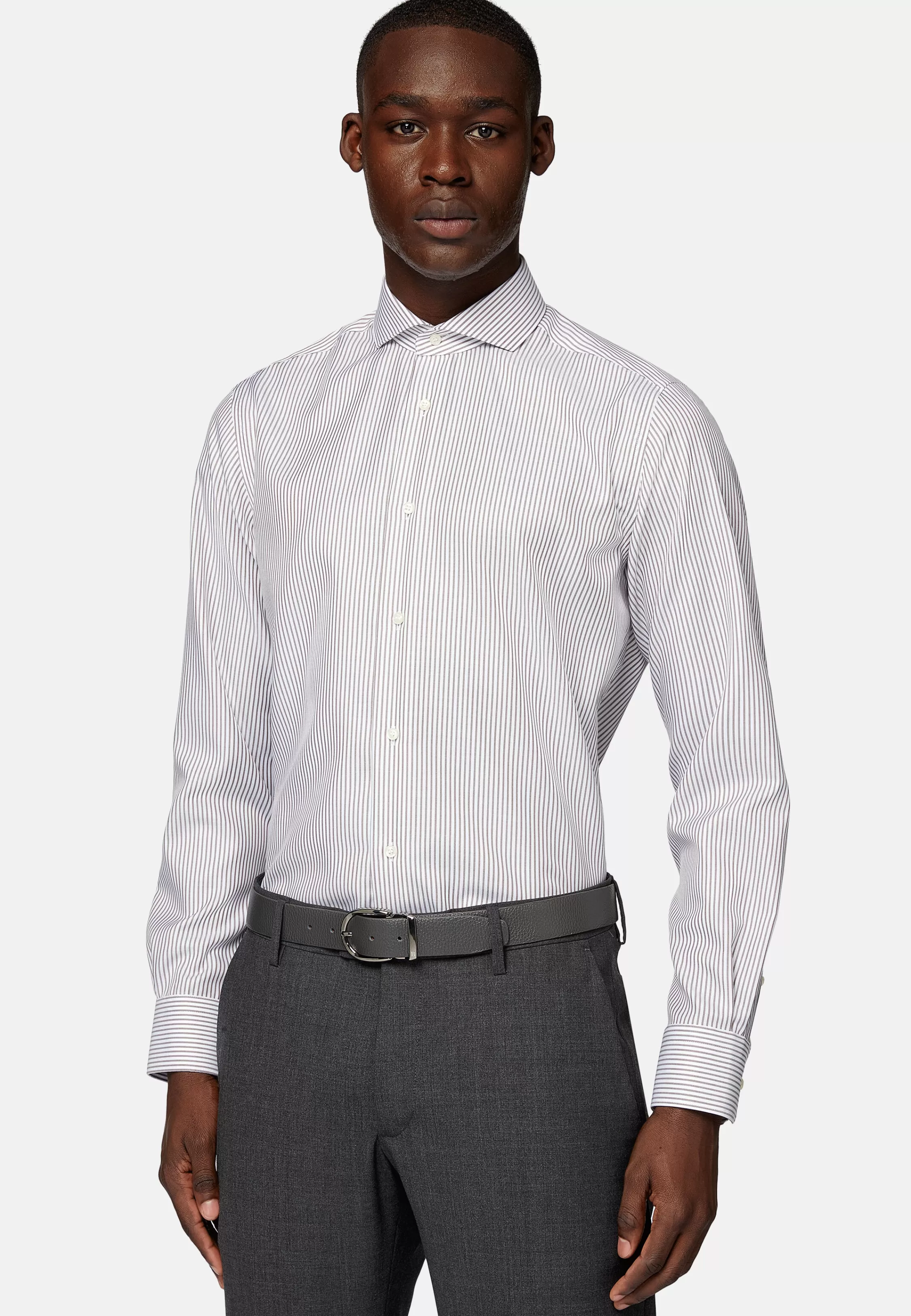 Boggi Milano Slim Fit Striped Cotton Twill Shirt