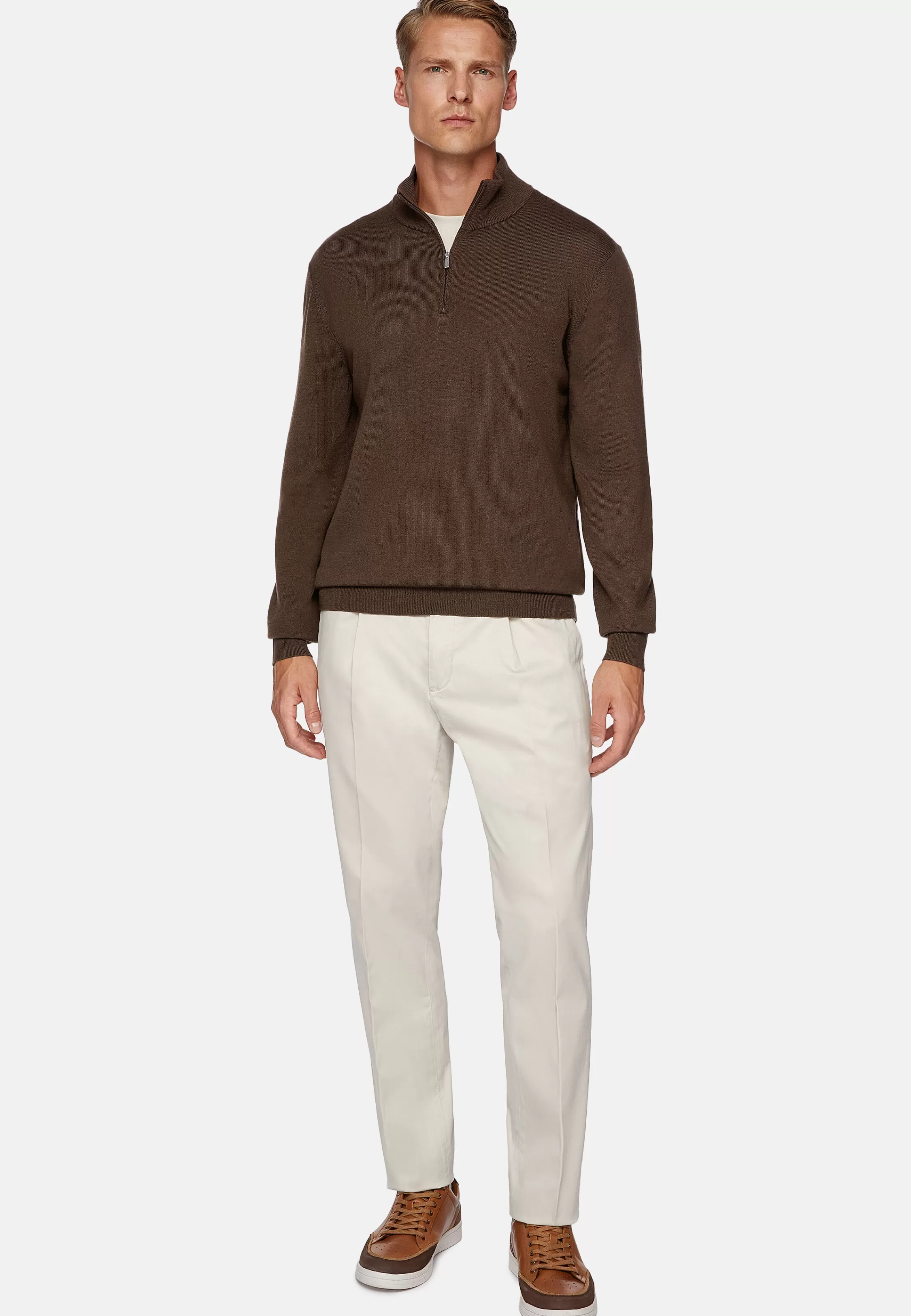Boggi Milano Stretch Cotton Tencel Pinces Trousers
