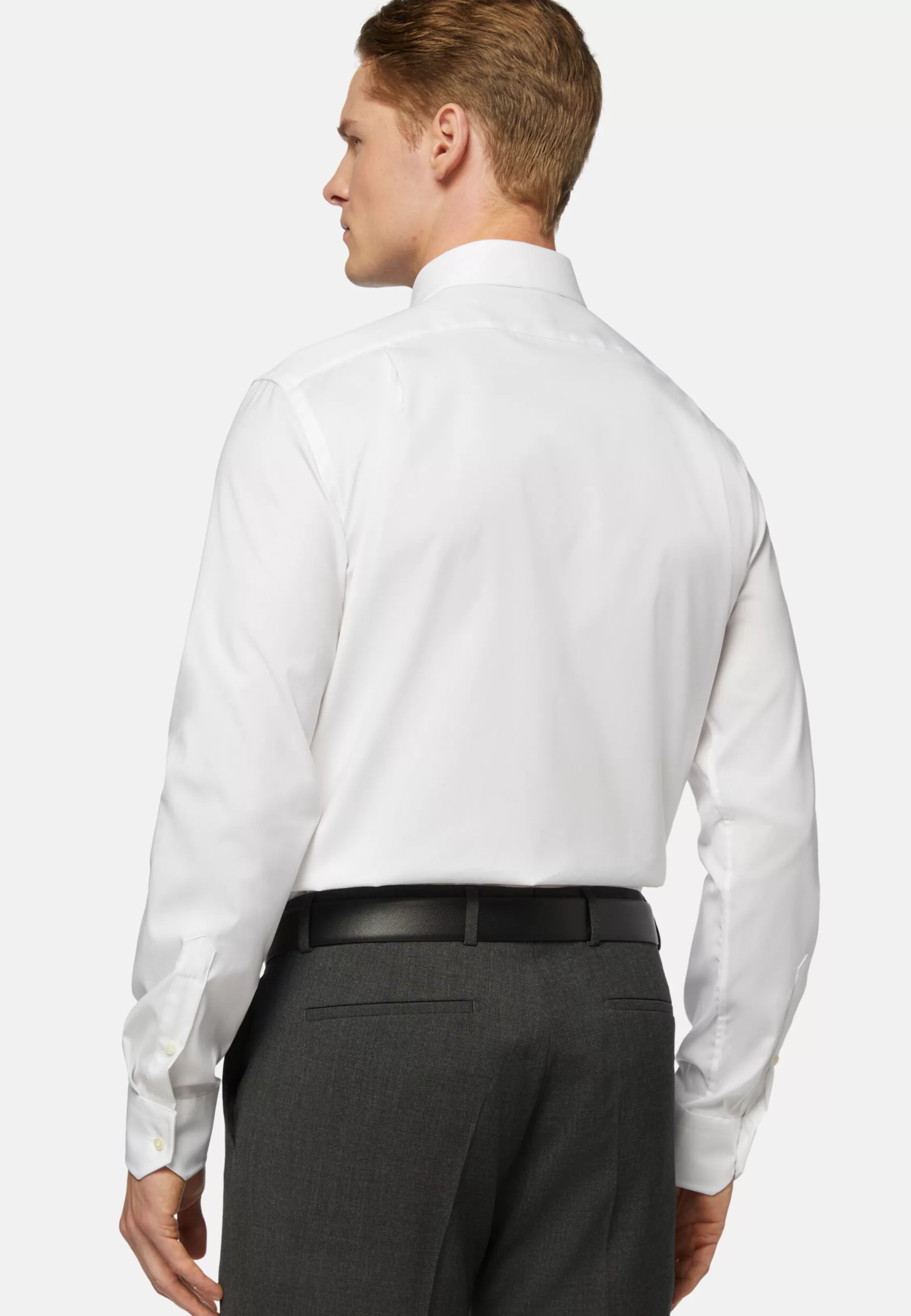 Boggi Milano Stretch P.Point Windsor Collar White Shirt Reg Fit Long