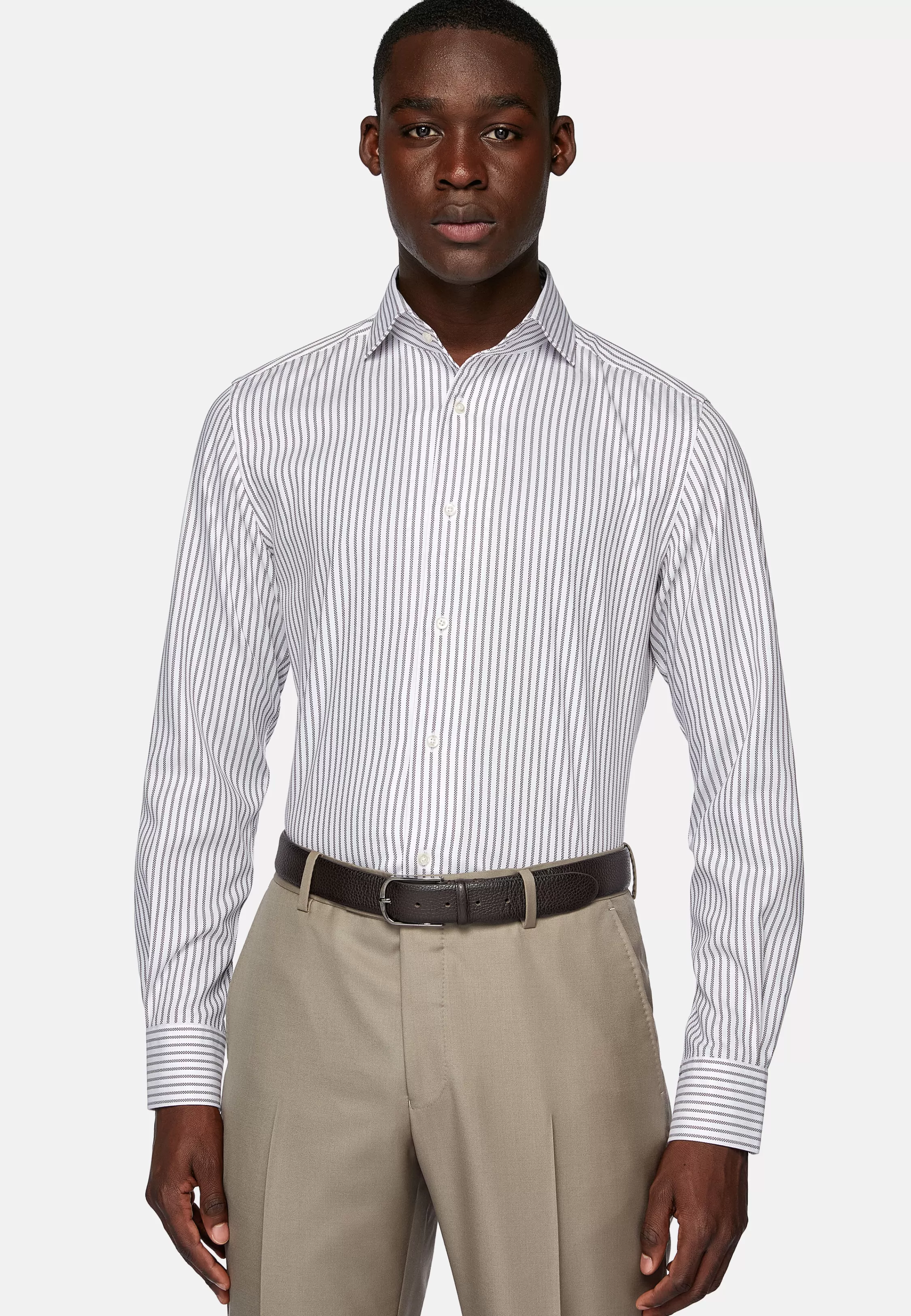 Boggi Milano Striped Cotton Dobby Regular Fit Shirt