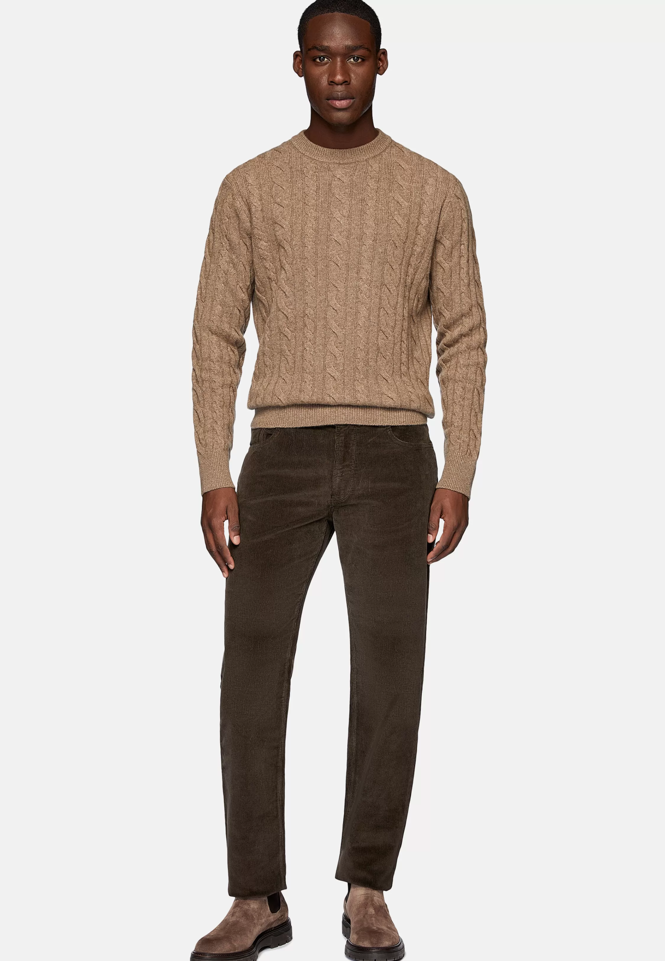 Boggi Milano Taupe Wool Crew Neck Jumper