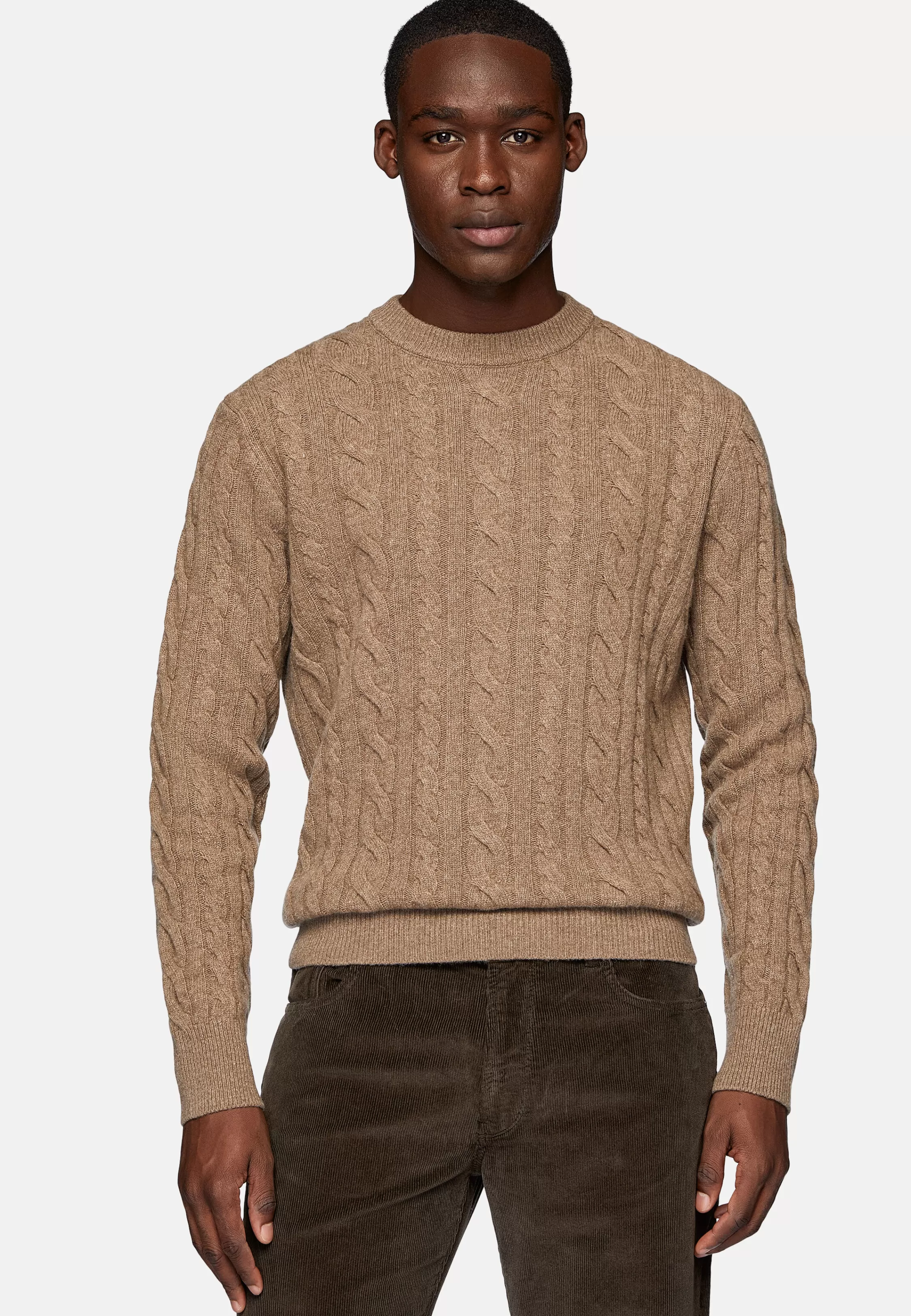 Boggi Milano Taupe Wool Crew Neck Jumper