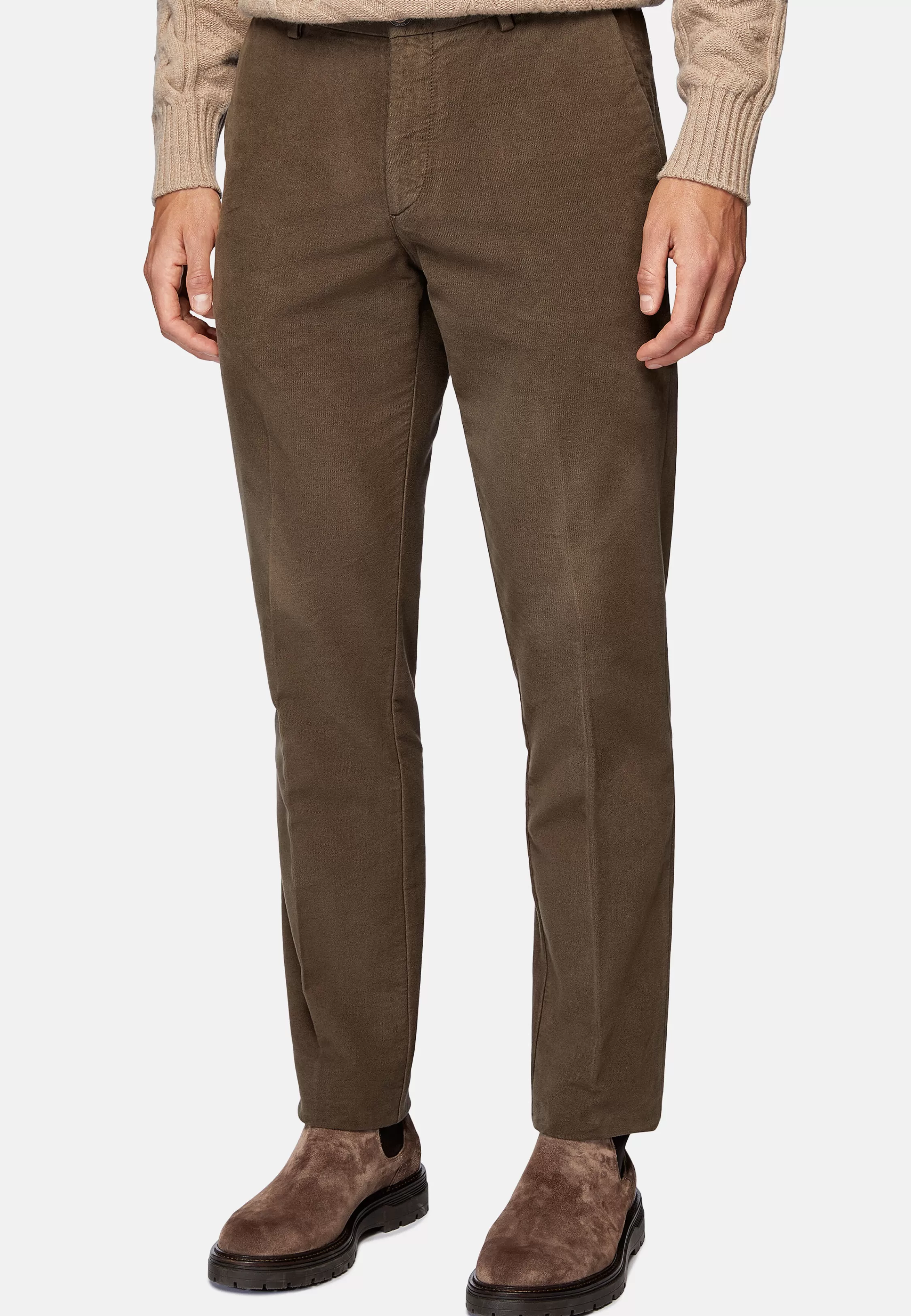 Boggi Milano Trousers In Stretch Cotton Moleskin