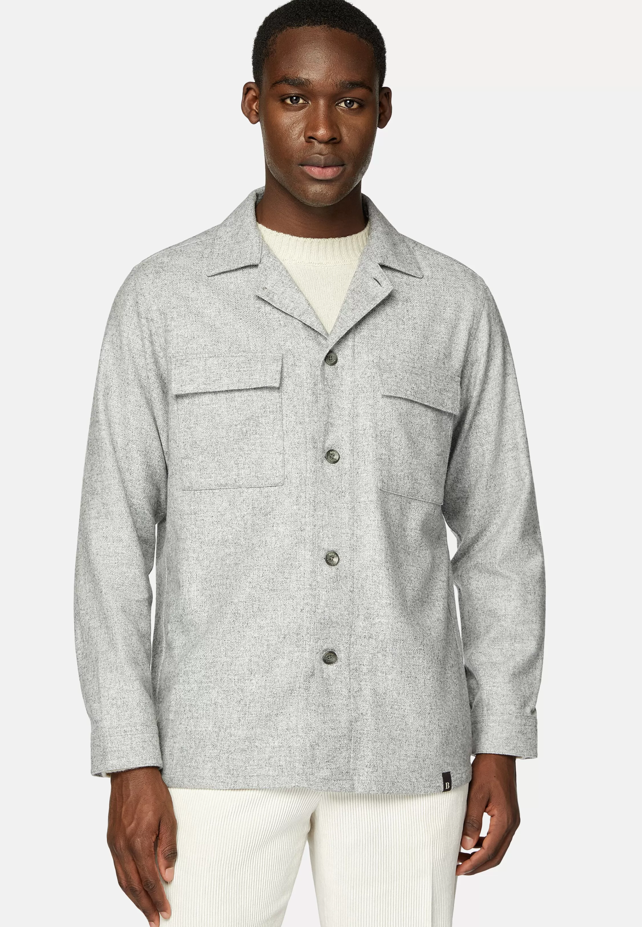 Boggi Milano Wool And Tencel Camp Overshirt